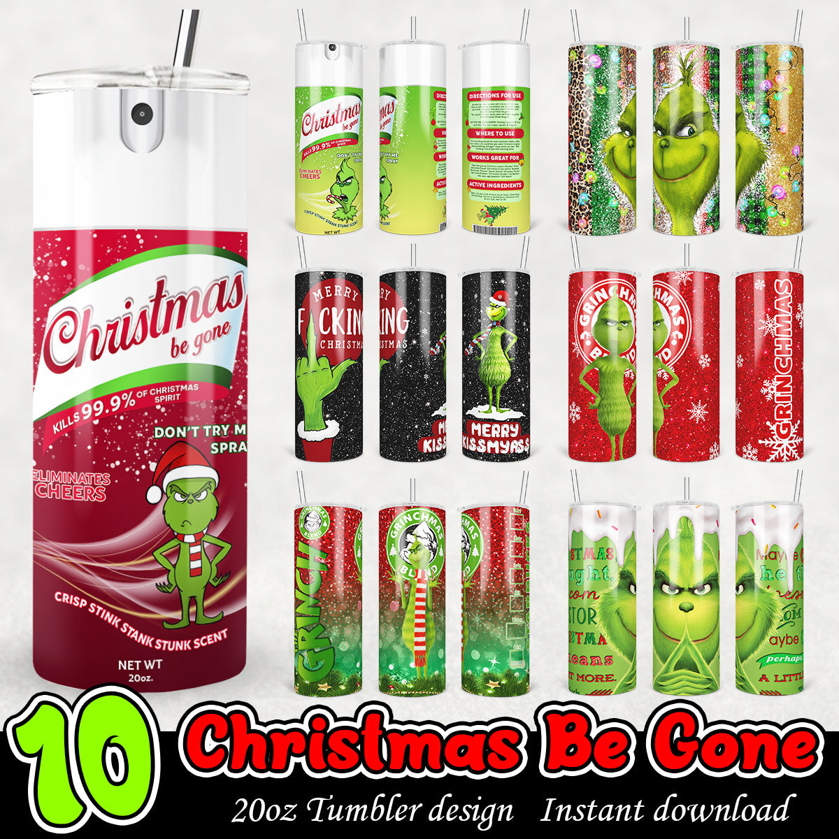 Grinch Christmas Be Gone Tumbler, Grinchmas 20oz tumbler