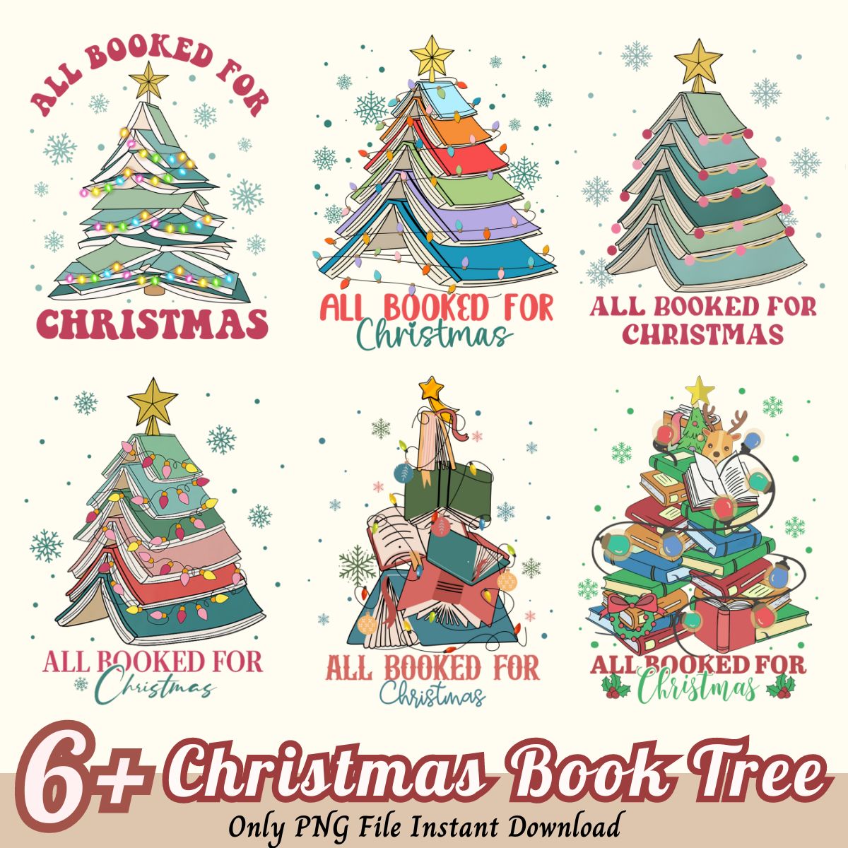 Christmas Book Tree Bundle PNG, Merry Christmas png bundle