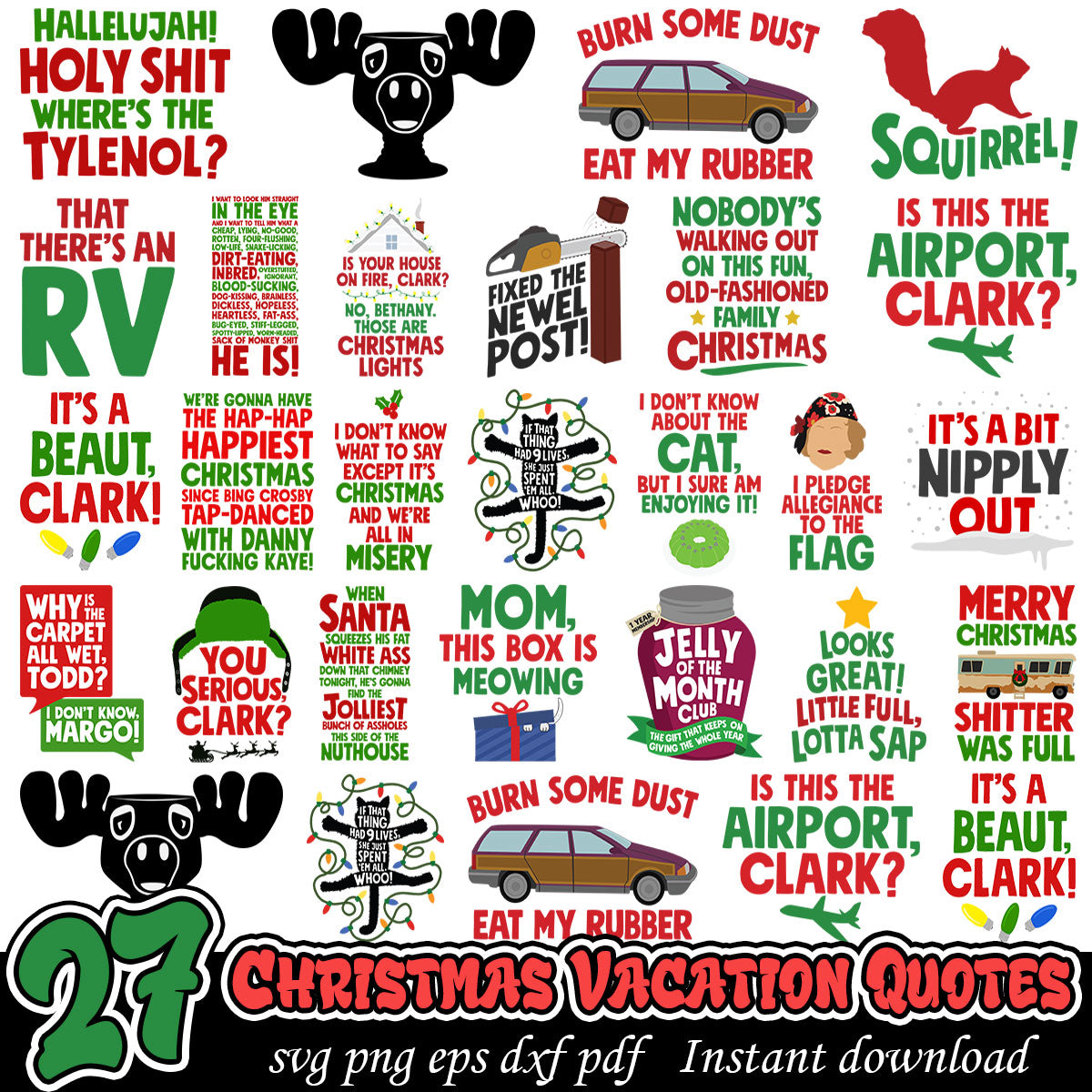 Christmas Vacation Quotes Bundle, Christmas quotes svg bundle