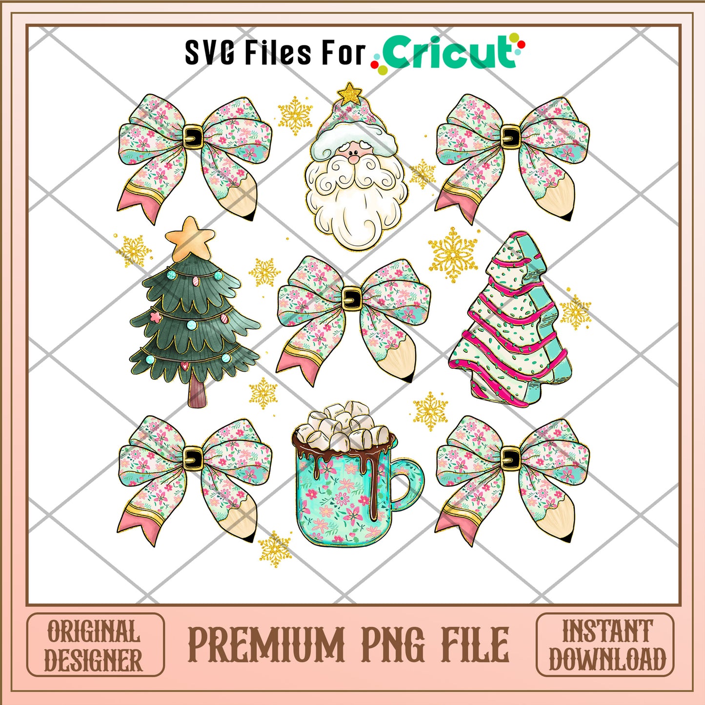 Christmas candy and vintage bow png, Christmas candy png