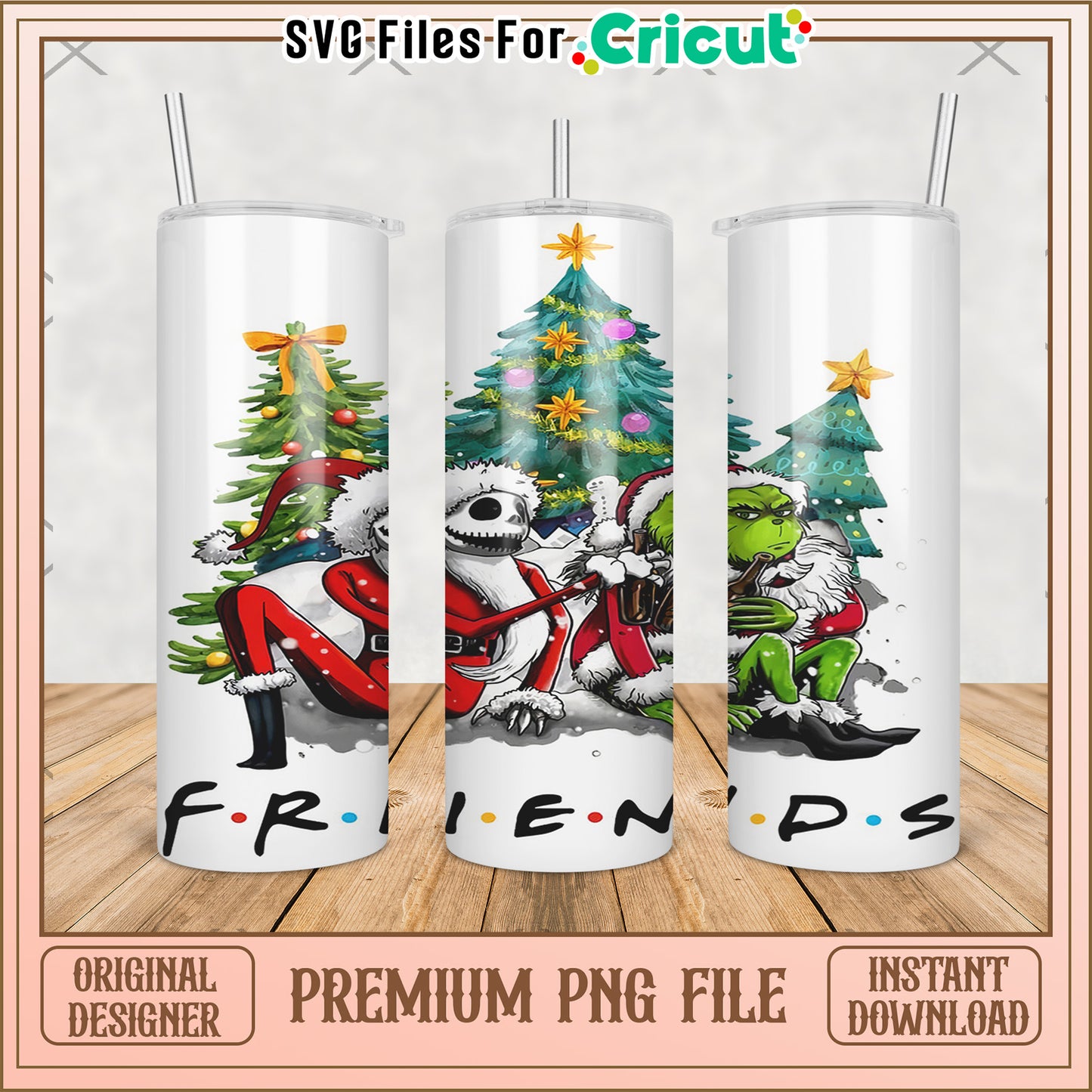 Christmas friends tumbler png, baby grinch png, grinch christmas tree png