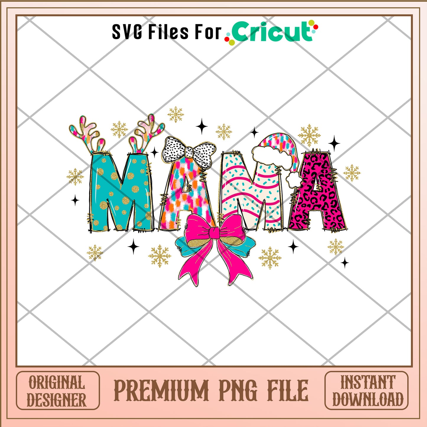 Christmas mama design png, mama png, merry christmas png