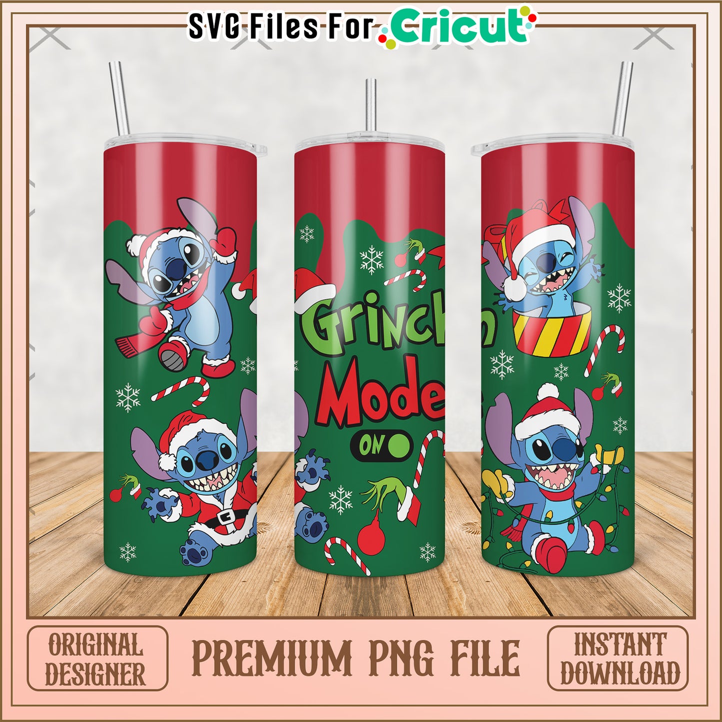 Christmas stitch design tumbler png, christmas design png, funny santa claus png