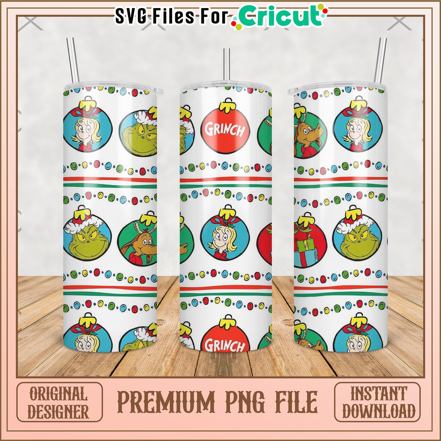 Christmas supplies tumbler png, baby grinch png, grinch christmas tree png