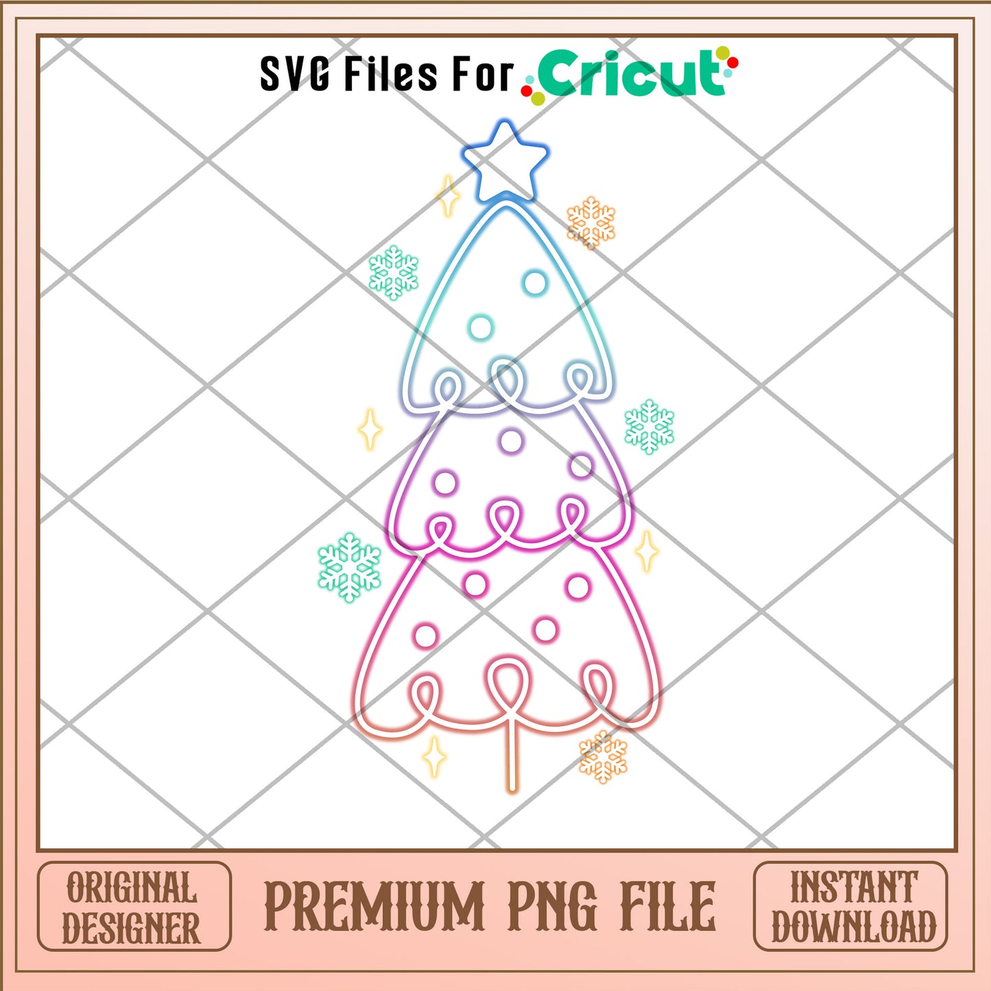 Christmas tree retro design png, christmas decorations png