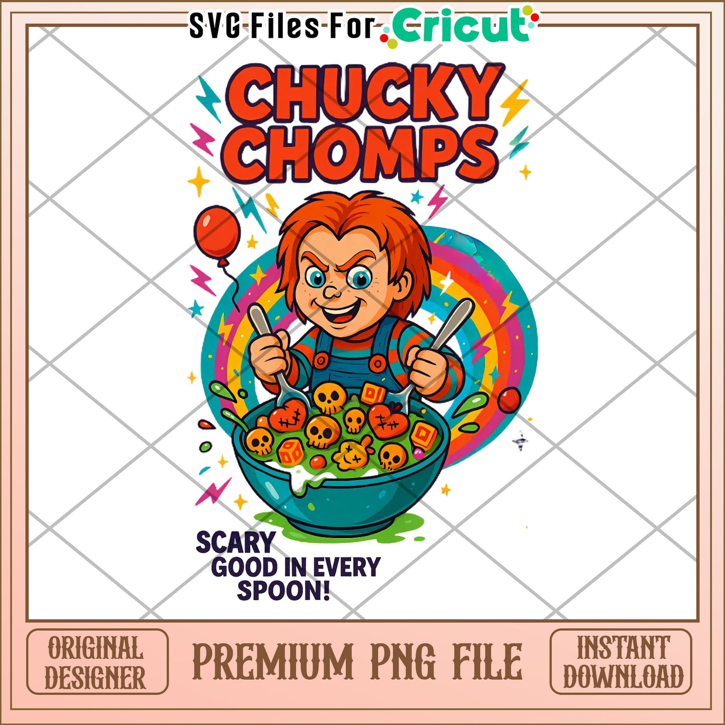 Chucky chomps design png, trick or treat png, halloween wallpaper png