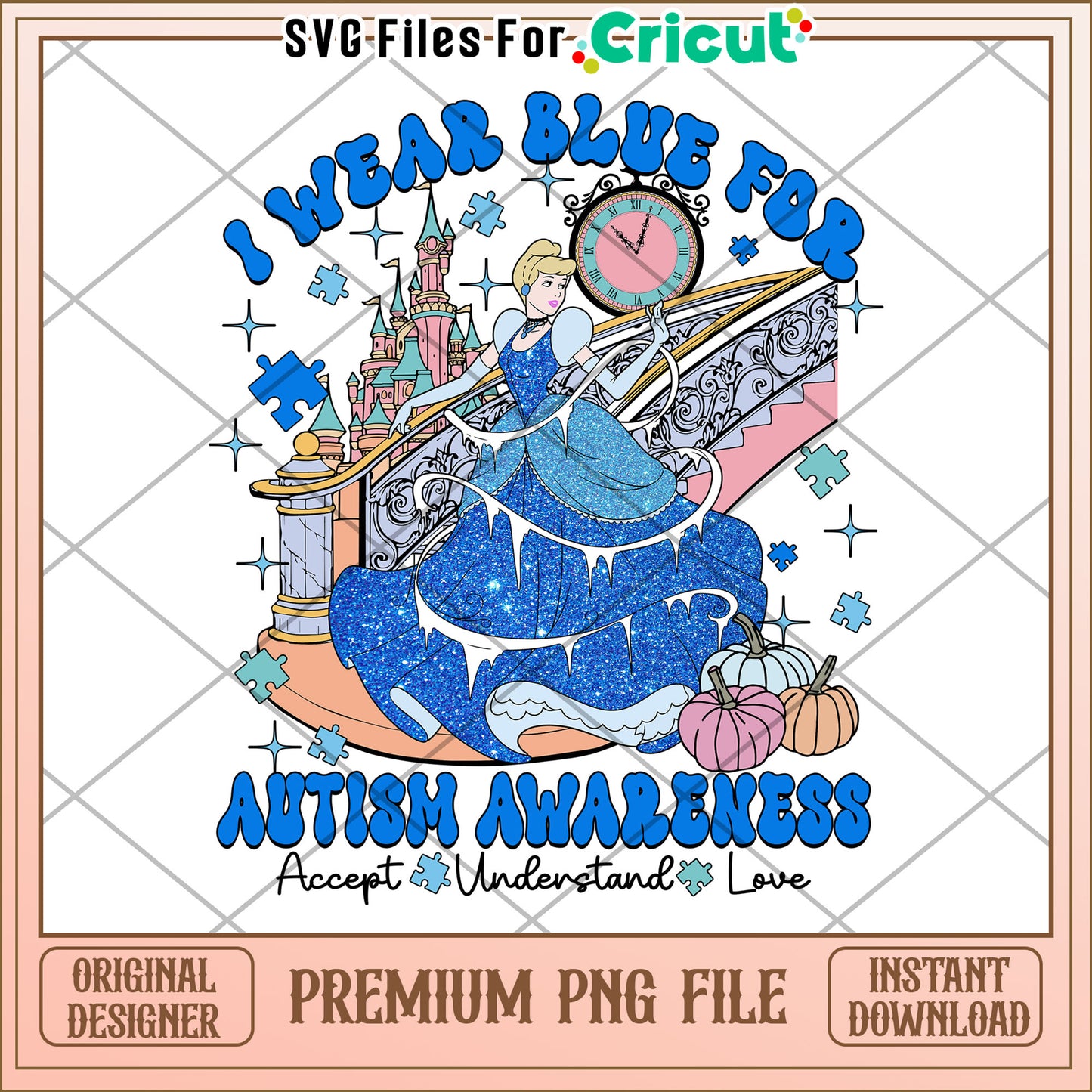 Cinderella Autism Awareness PNG