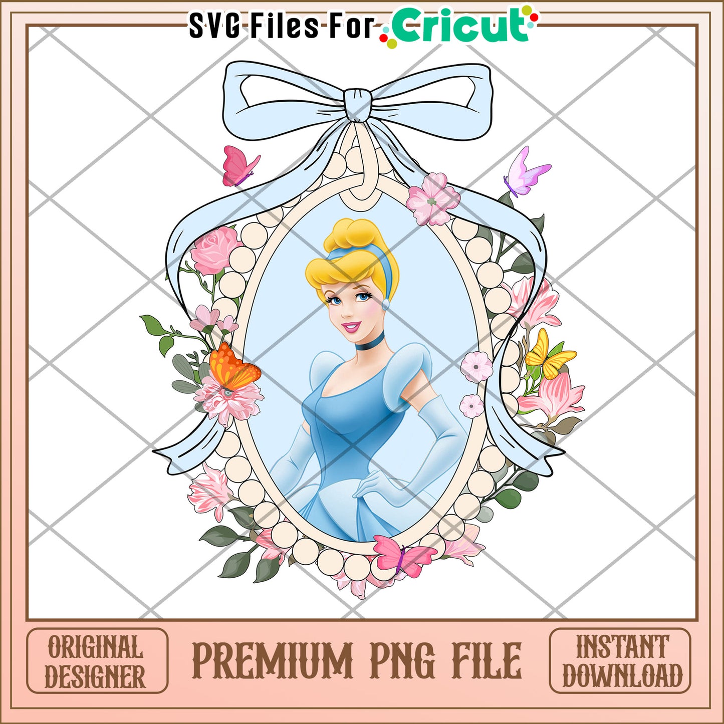 Cinderella PNG Floral Frame Download