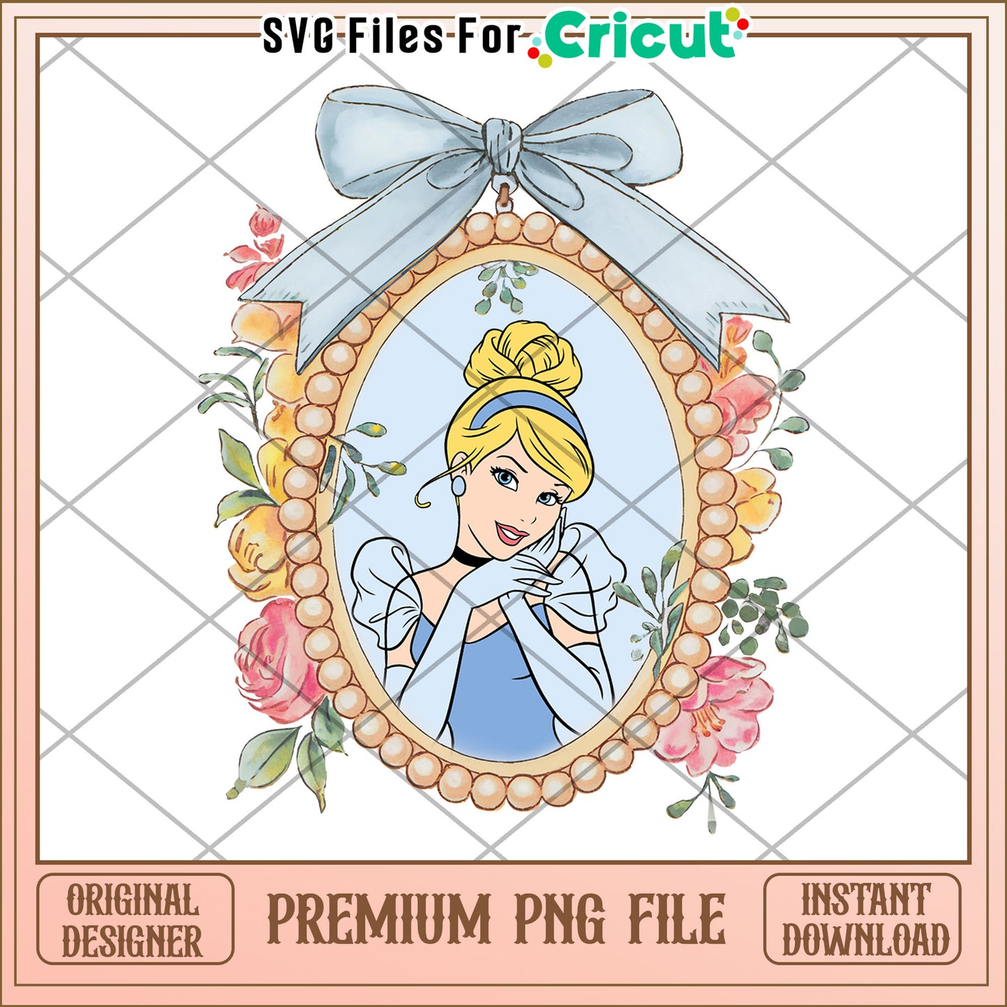 Cinderella PNG Floral Frame, Premium Download