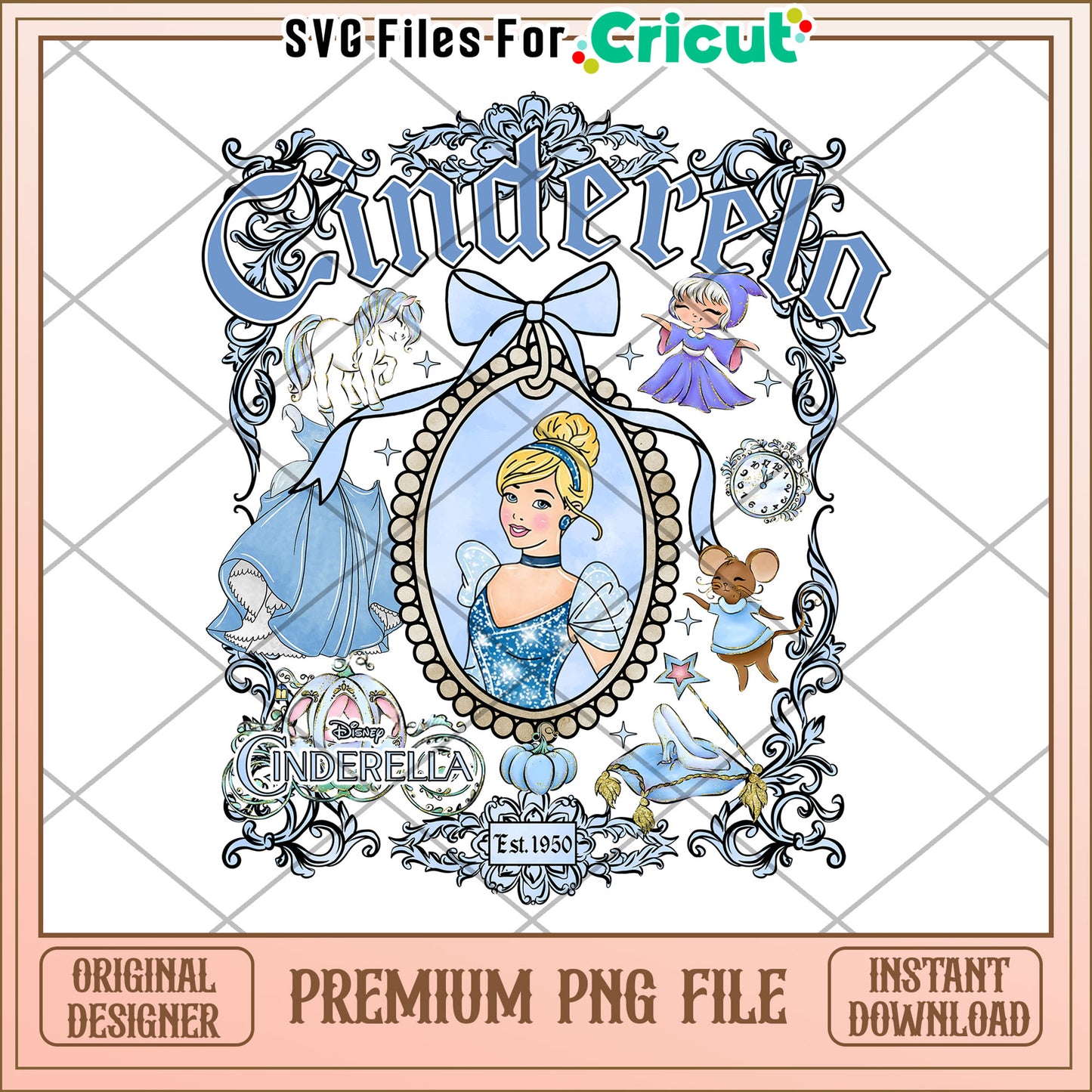 Cinderella Princess PNG Design for Crafting Projects