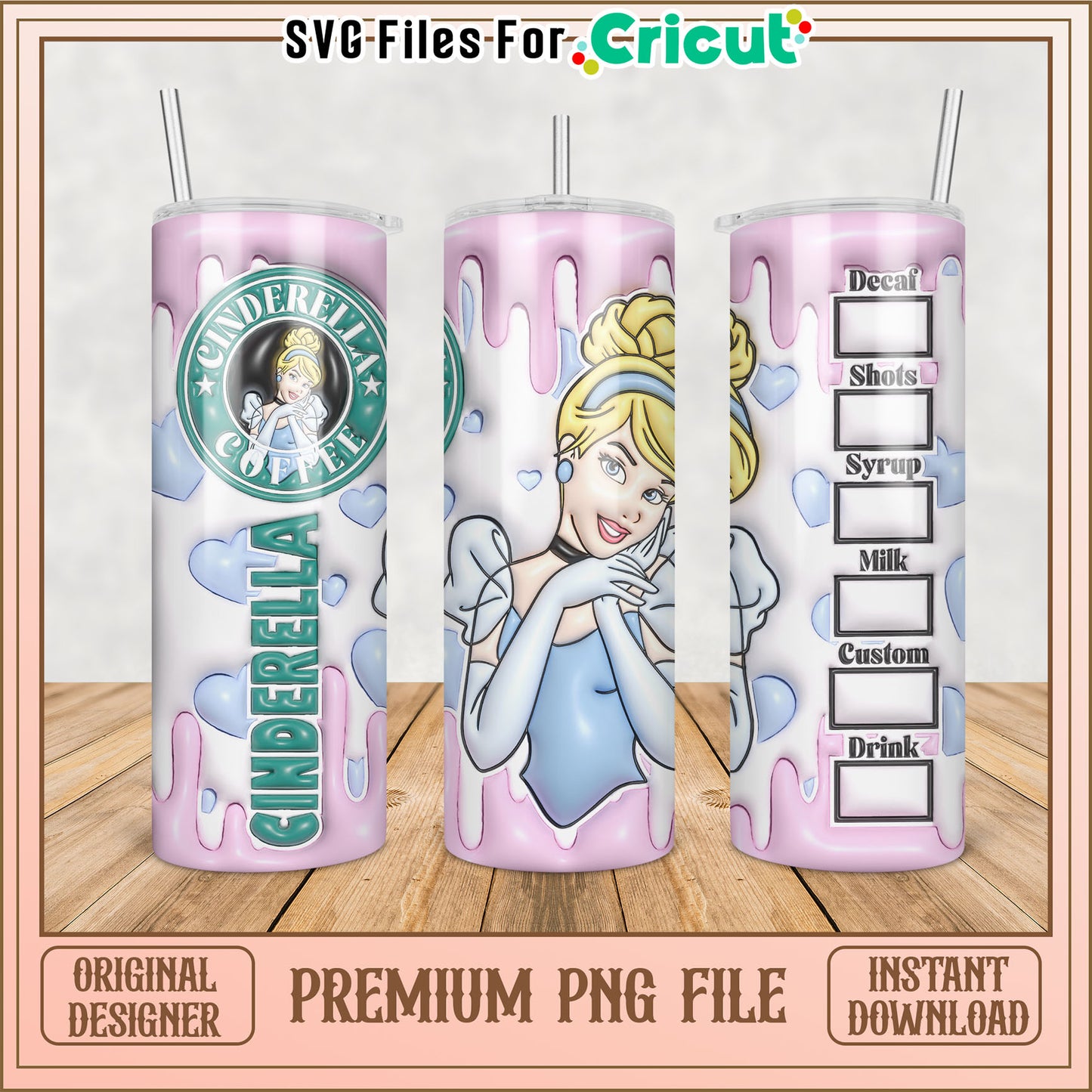 Cinderella Tumbler PNG Instant Download