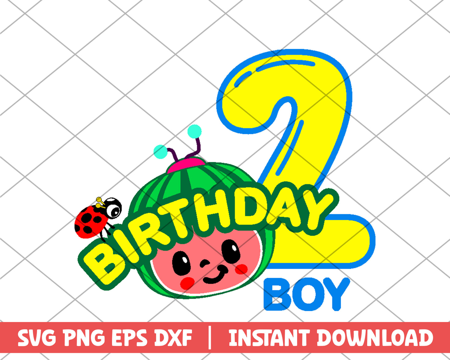 Cocomelon birthday boy 2 cartoon svg