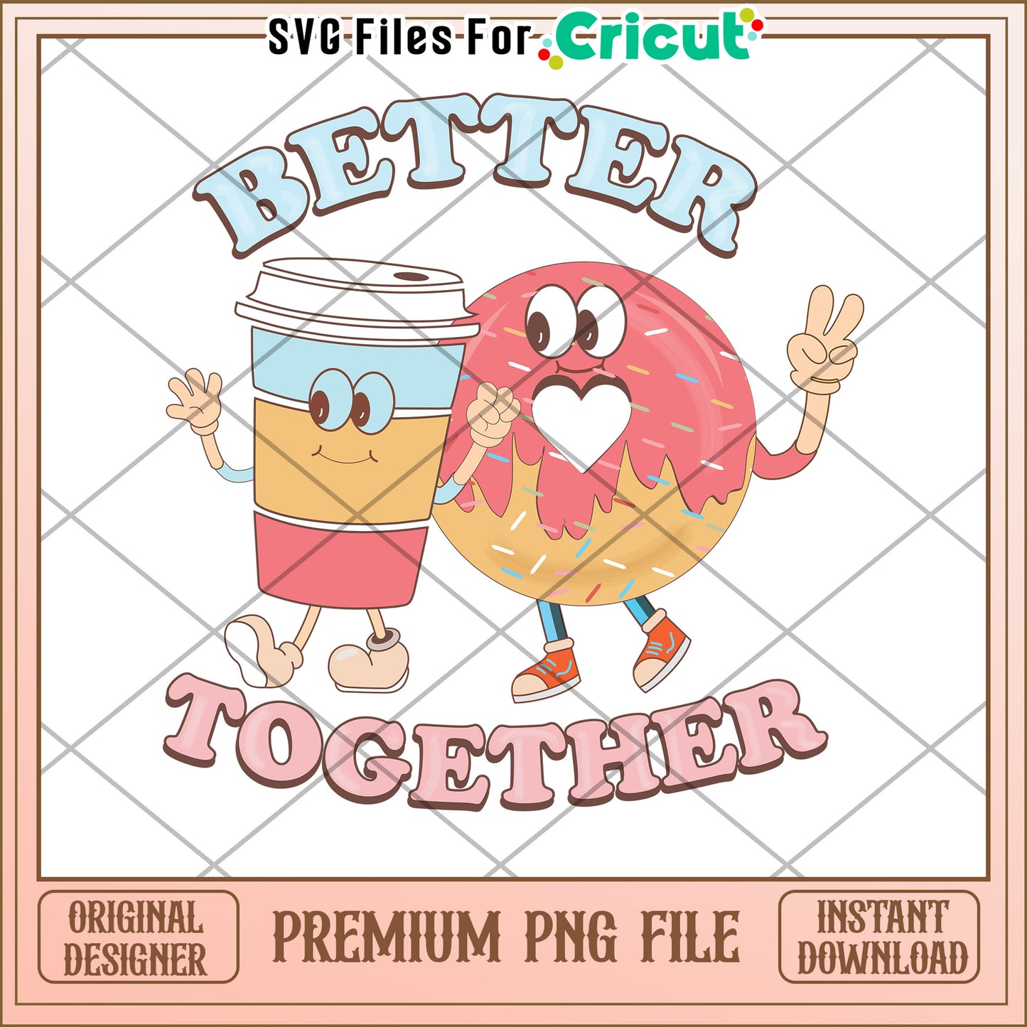 Coffee Donut Friends PNG Sublimation