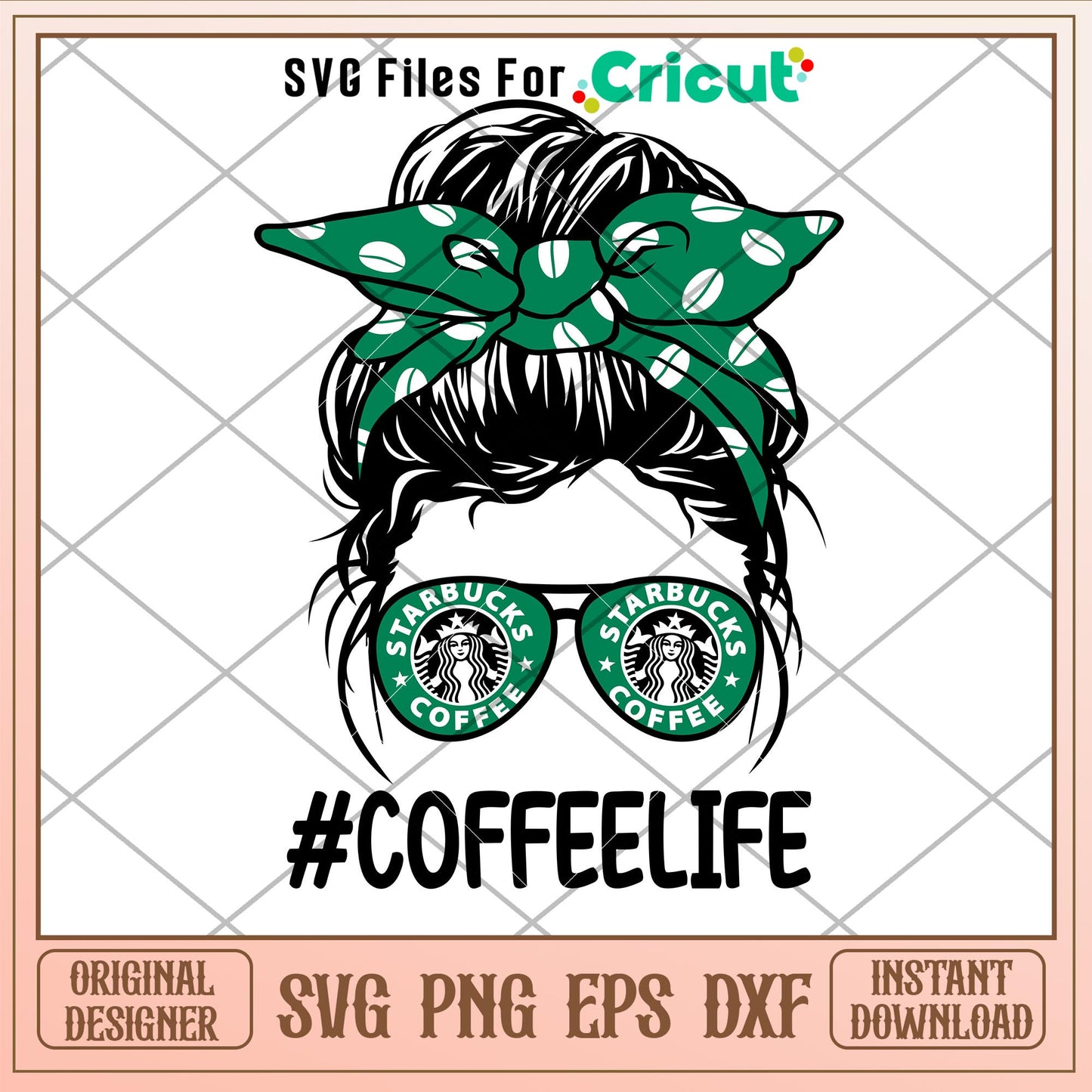 Coffee Life, Coffee Life Messy Bun Hair Svg