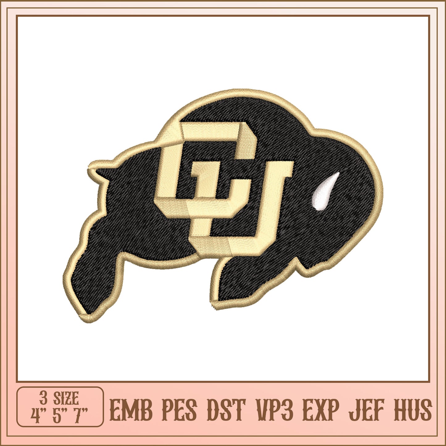 Colorado Buffalo Embroidery Design