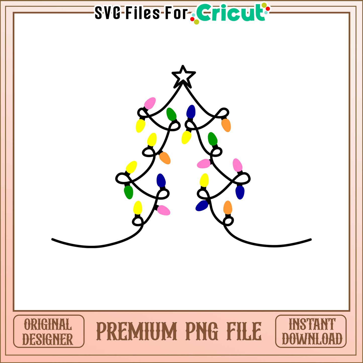 Colorful Christmas Tree PNG Design for Cricut, Ideal for Crafts