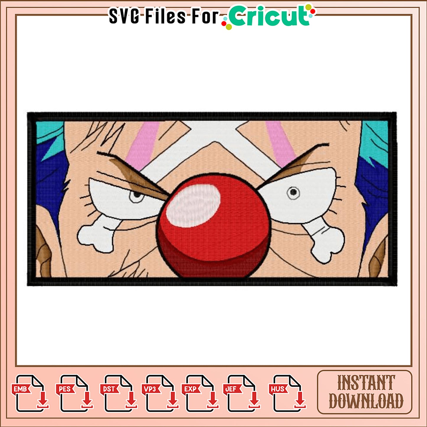 Colorful Clown Embroidery Design for Craft Projects