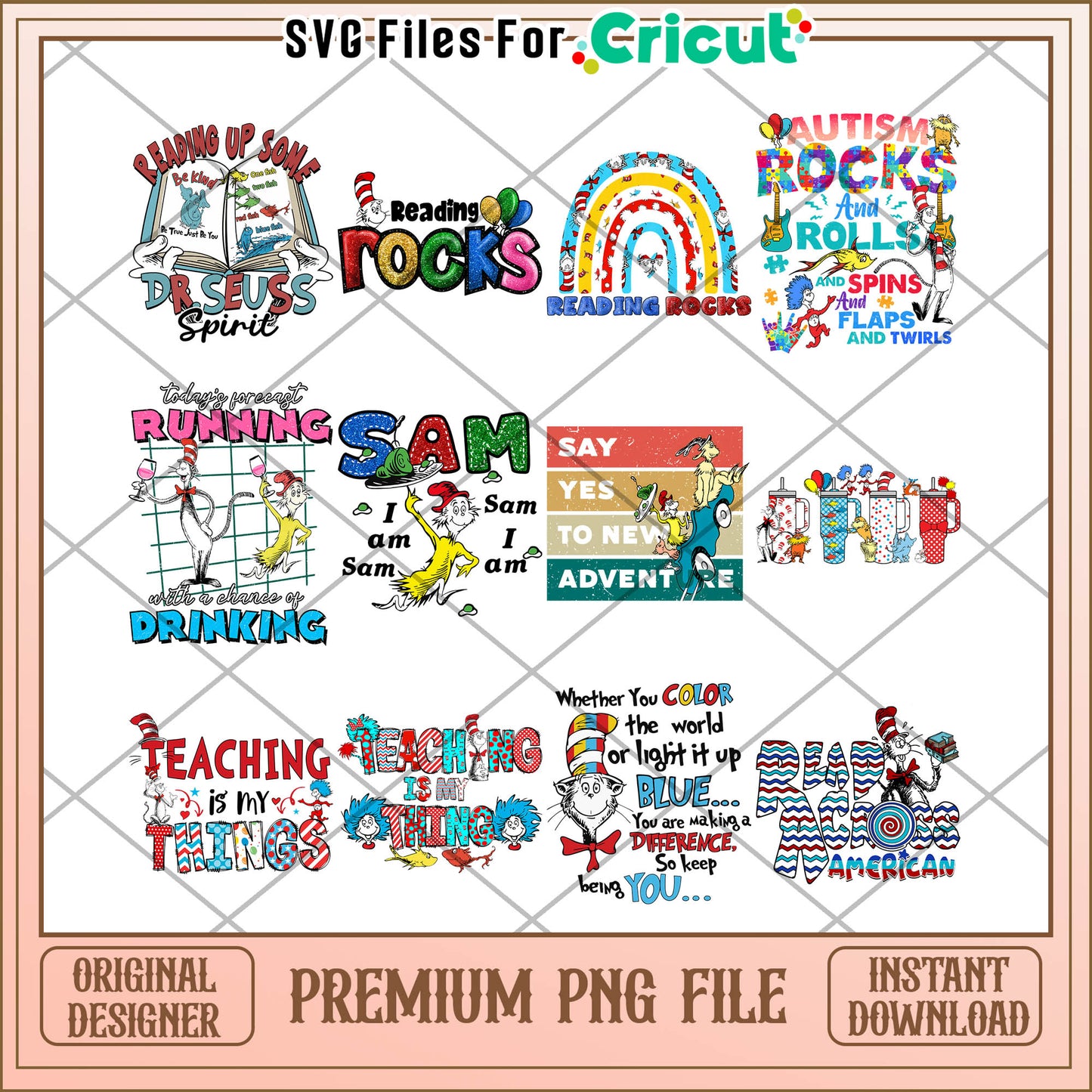 Colorful Dr Seuss Inspired PNG Bundle for Fun Crafts