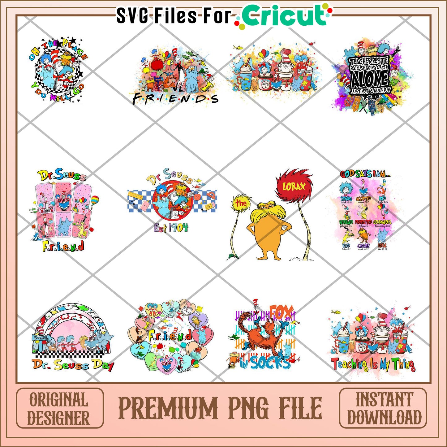Colorful Dr Seuss Inspired Premium PNG Bundle for Crafting