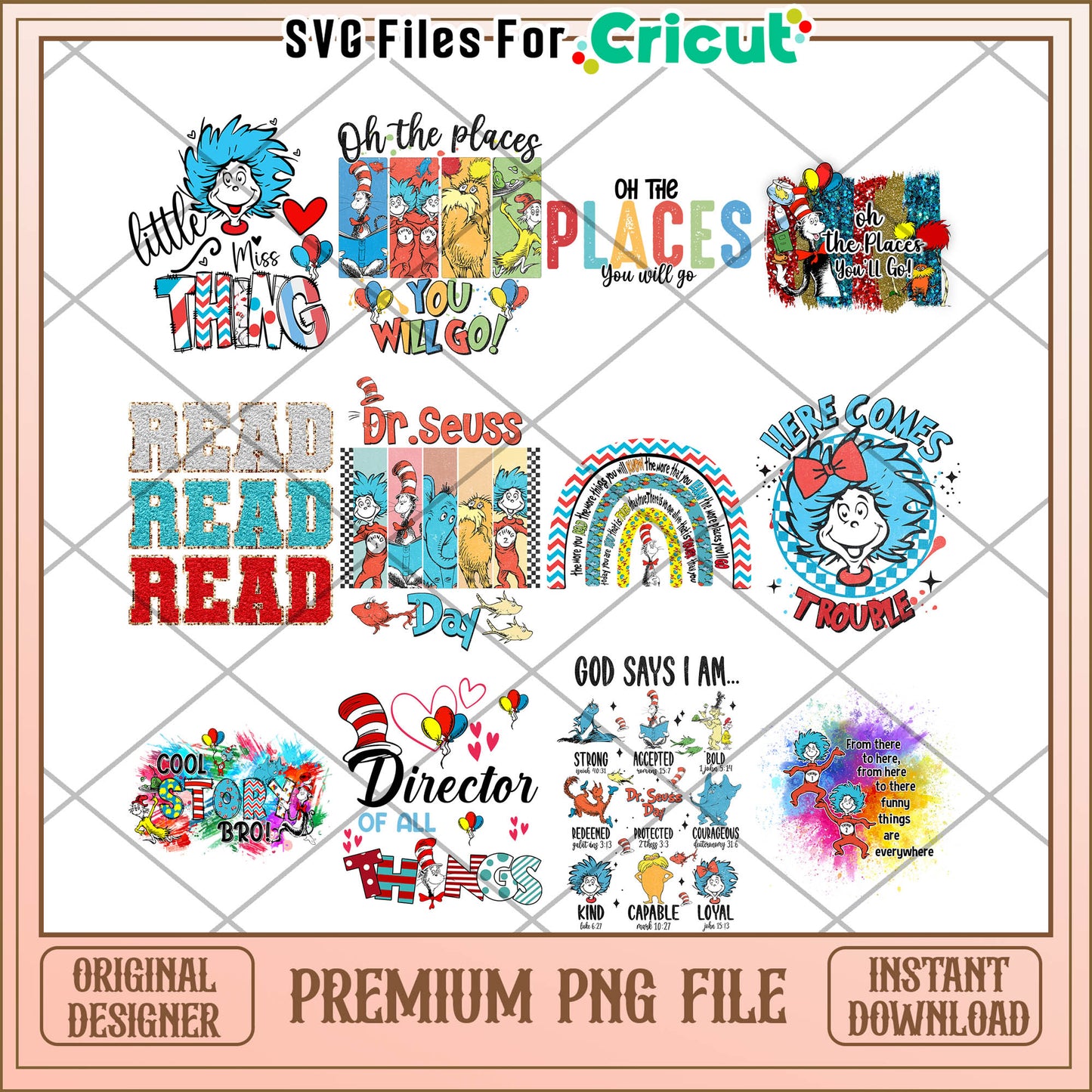 Colorful Dr Seuss Themed PNG Bundle for Creative Projects