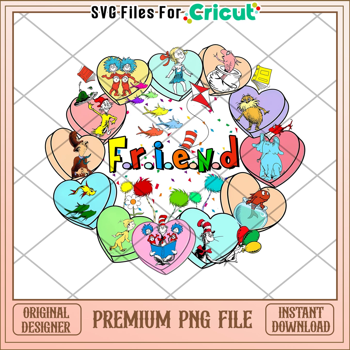 Colorful Friends Heart Design Premium PNG Download File