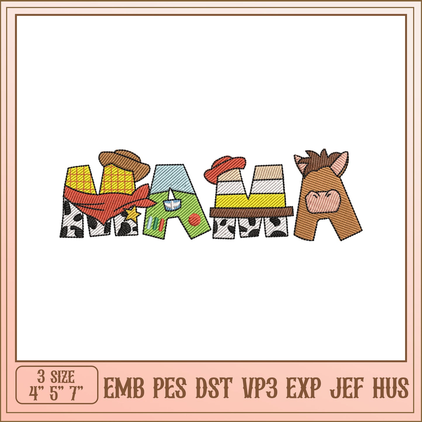 Colorful Mama Embroidery Design for Personalized Projects