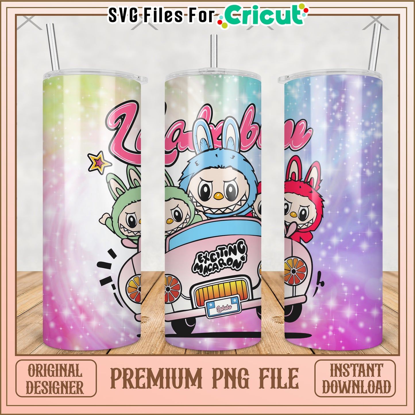 Colorful tumbler png, labubu secret png, labubu keychain png