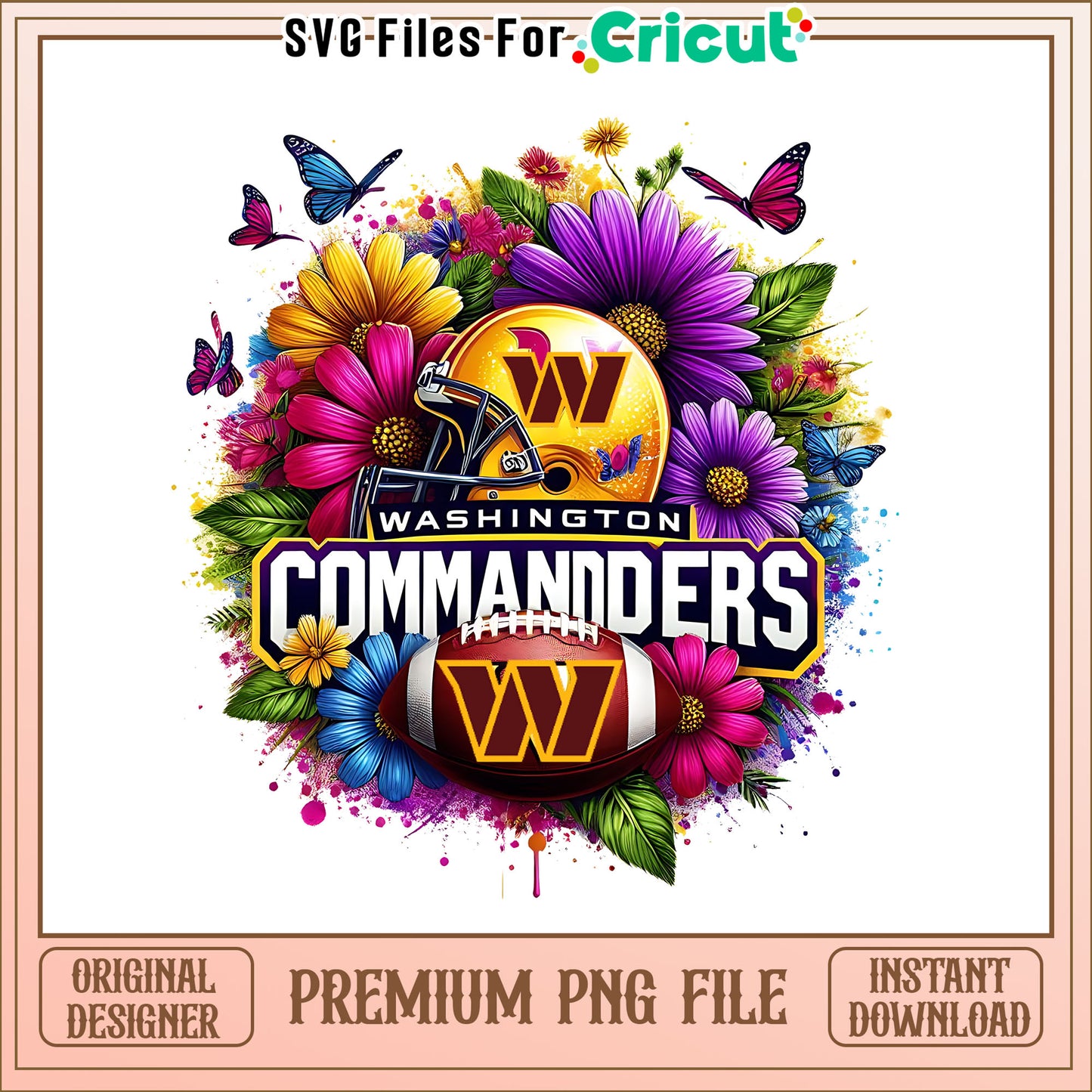 Commanders logo vintage flower png, Washington Commanders png, NFL png