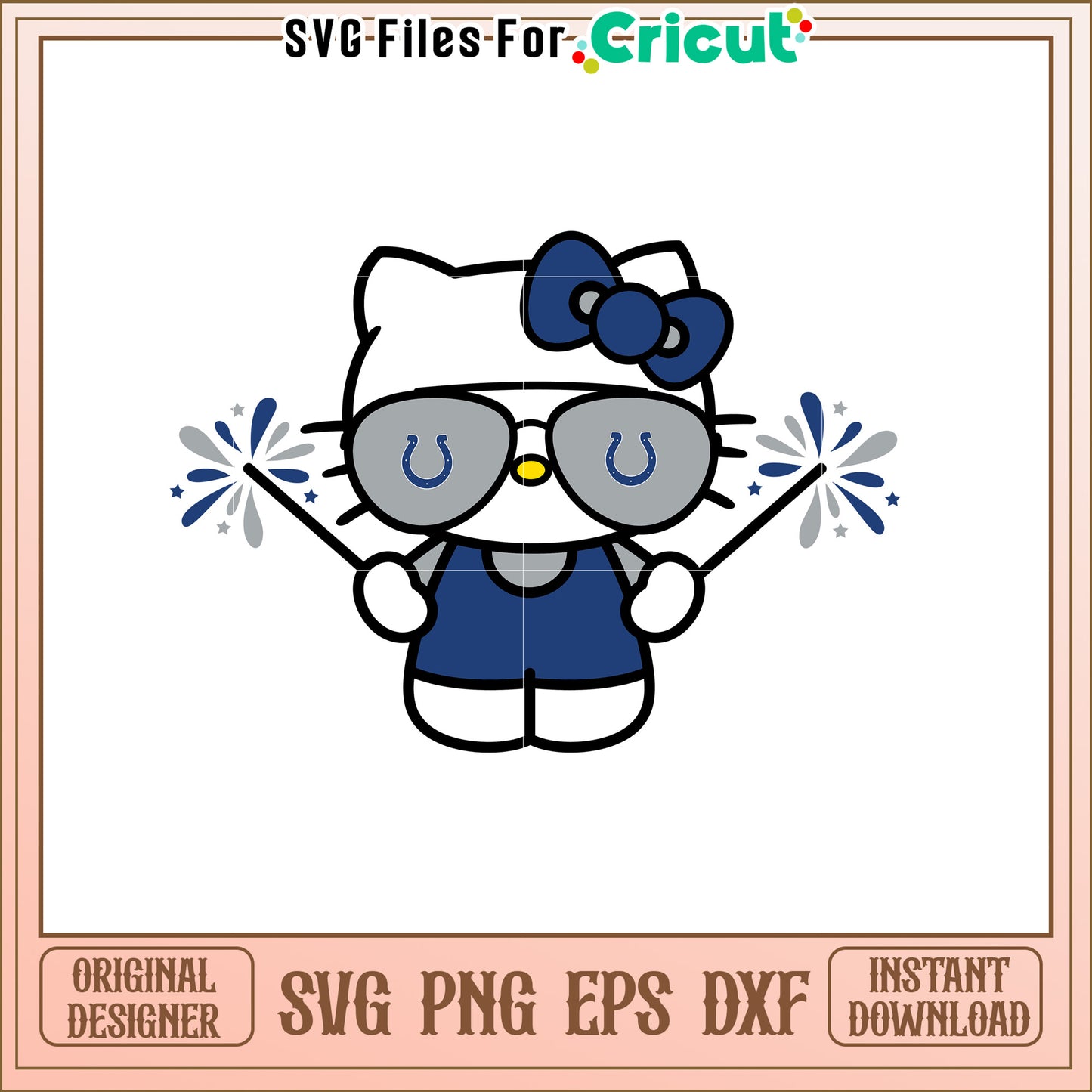 Cool Hello Kitty Design with Colts Theme SVG File