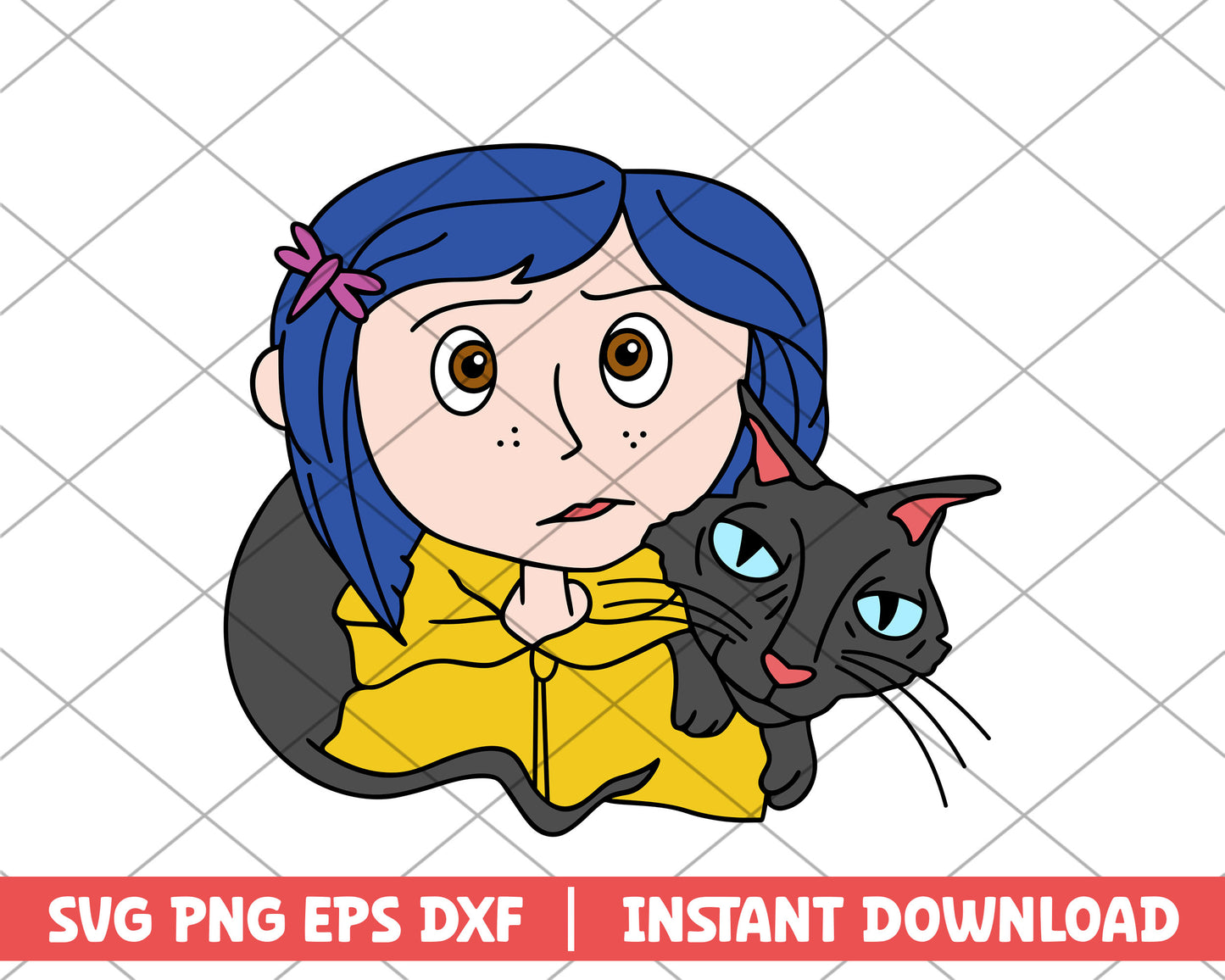Coraline and cat cartoon svg