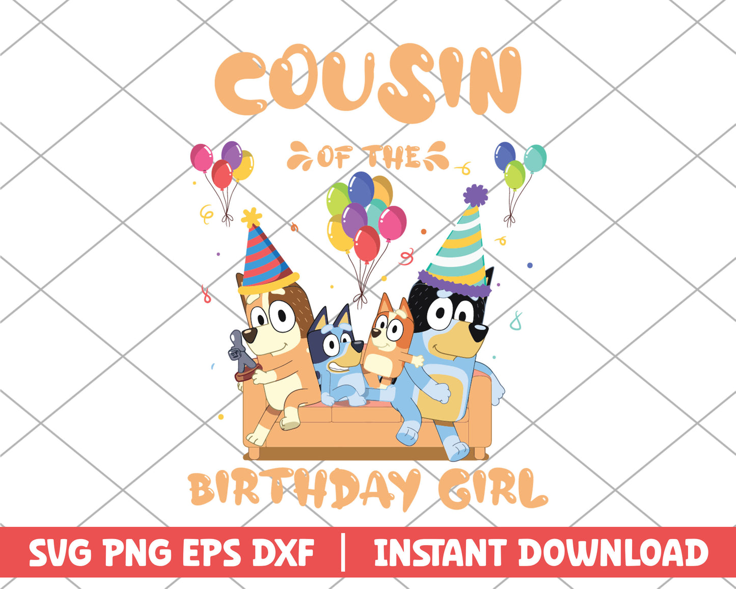 Cousin of the birthday girl cartoon svg