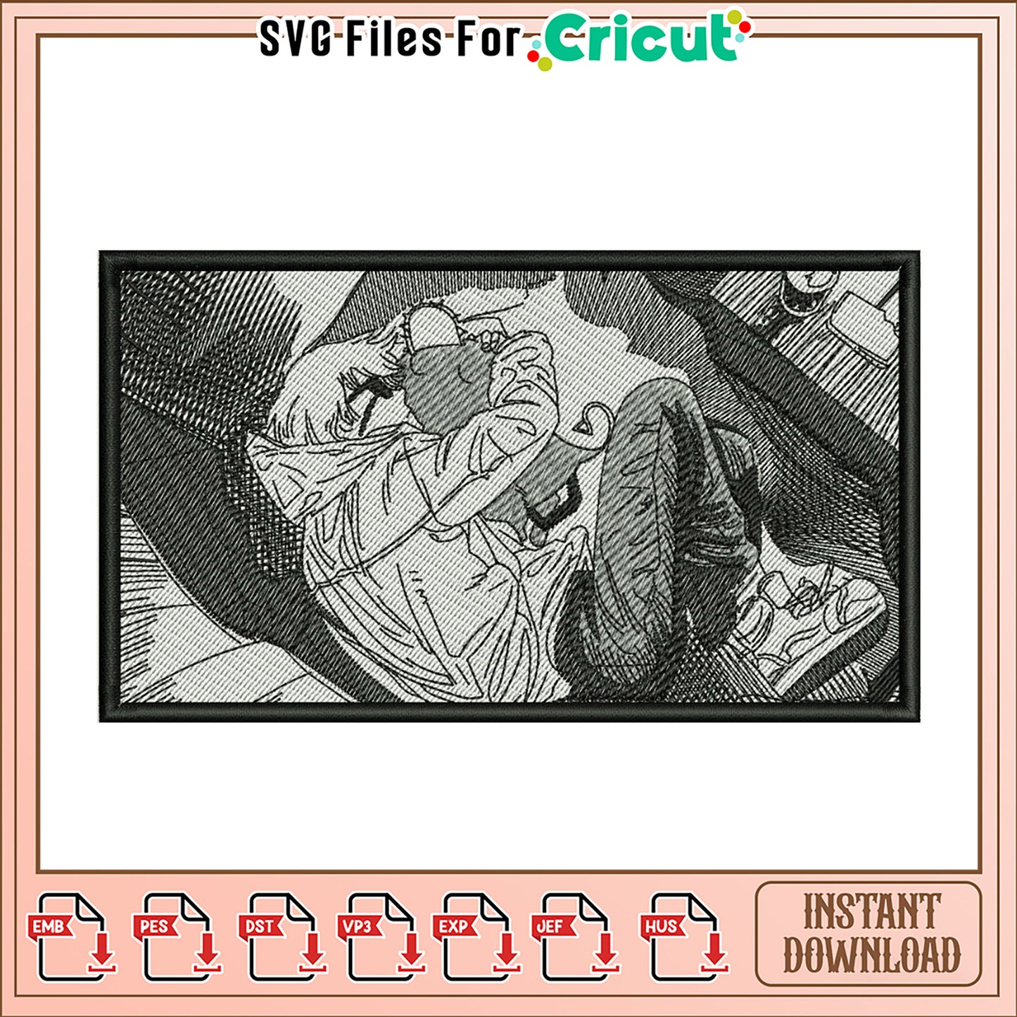 Cozy Cat Lover Embroidery Design Downloadable Pattern