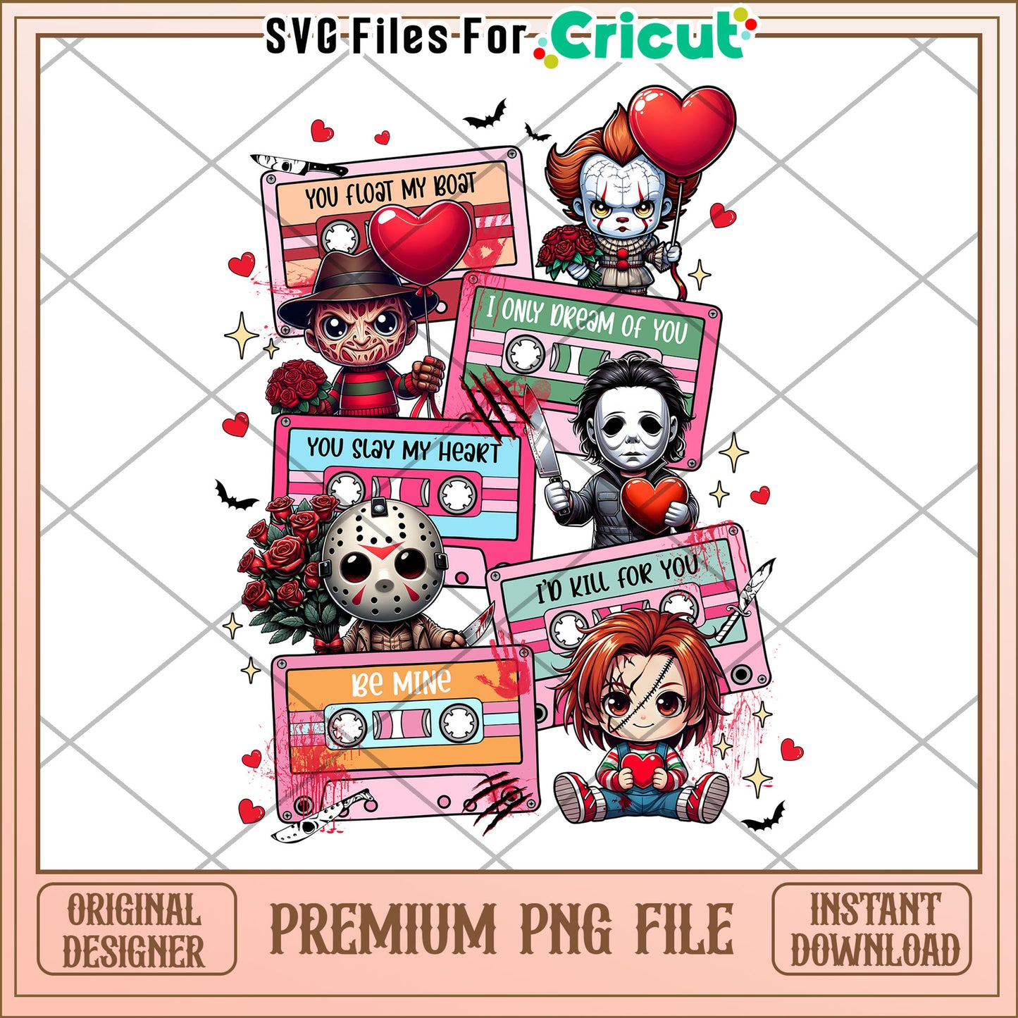 Creepy Cute Horror Valentine PNG for Cricut Projects