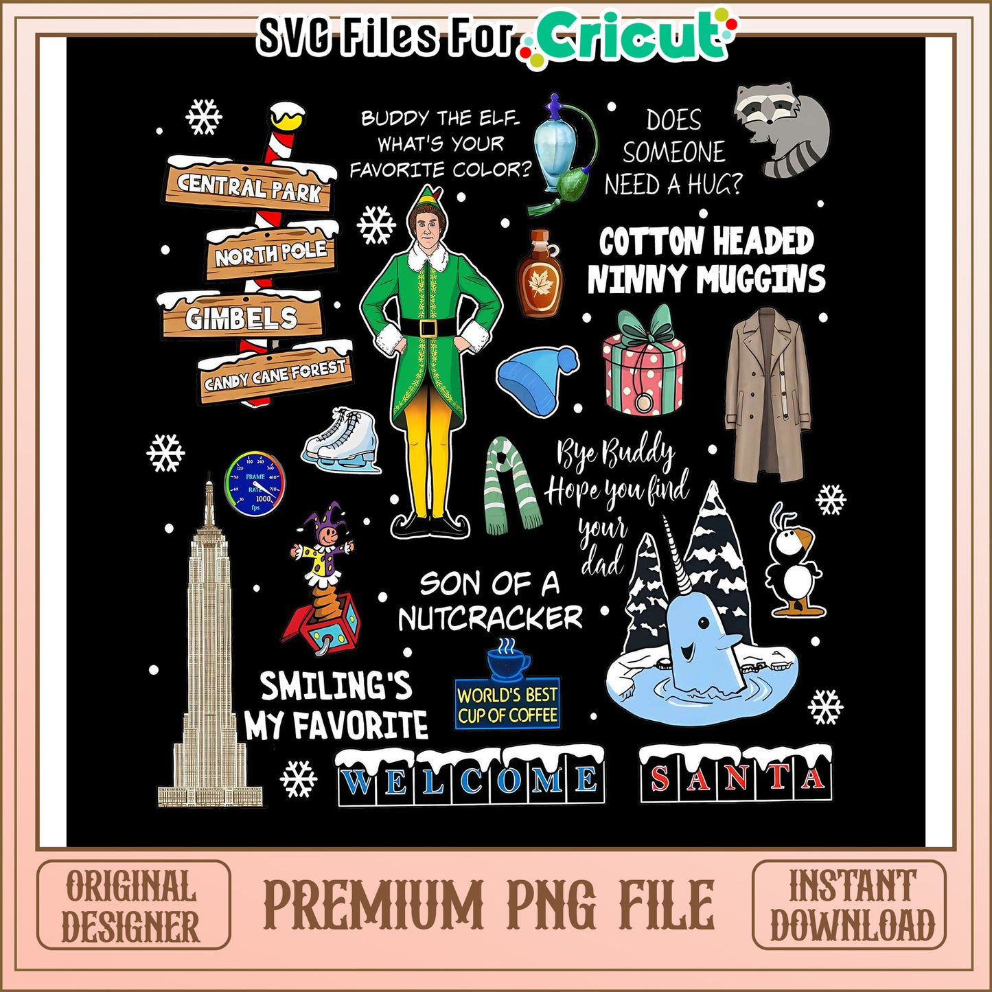 Cricut Buddy the Elf PNG File, Holiday Cheer for Crafting Fun