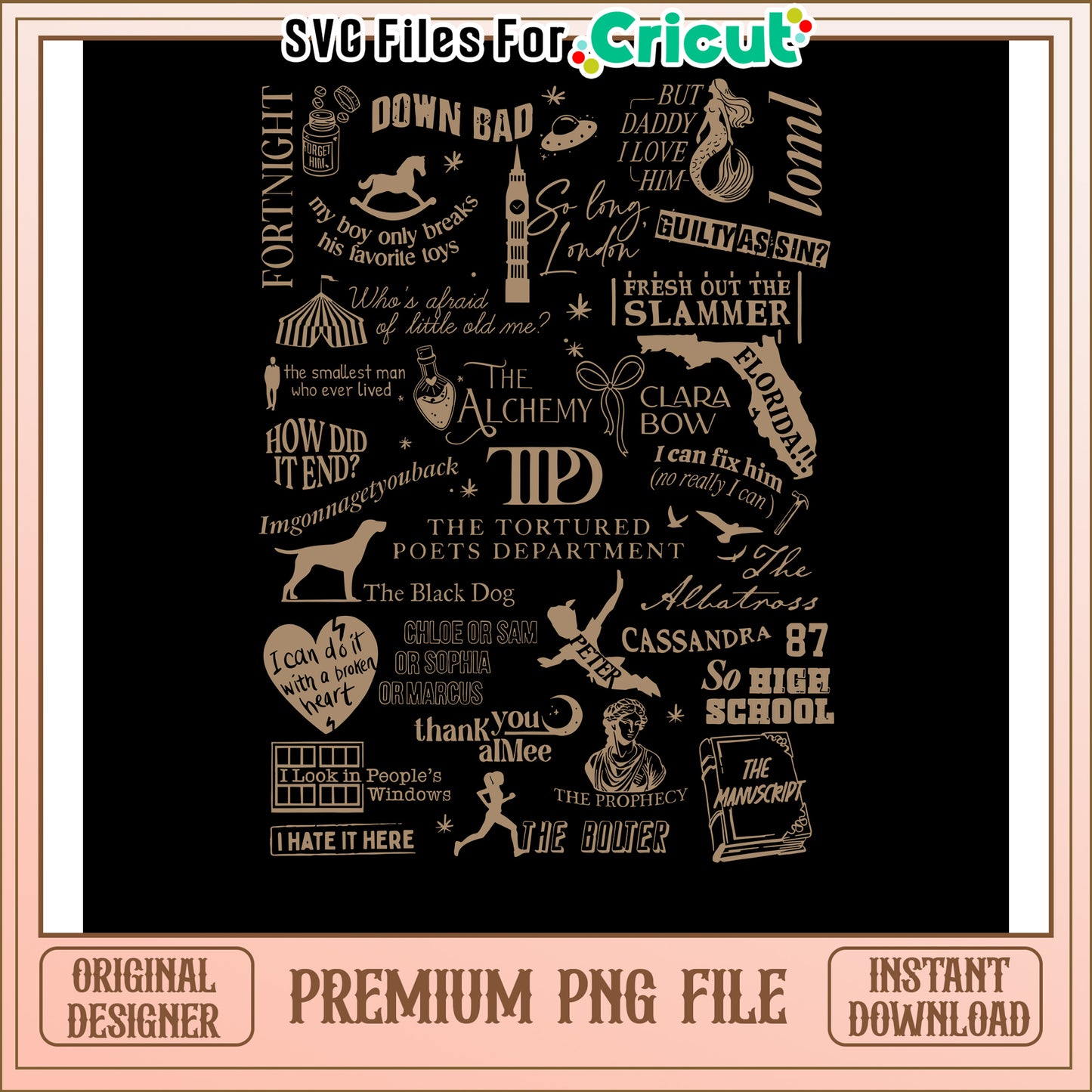 Cricut PNG Files for Poets and Creatives, Unique Instant Download Design