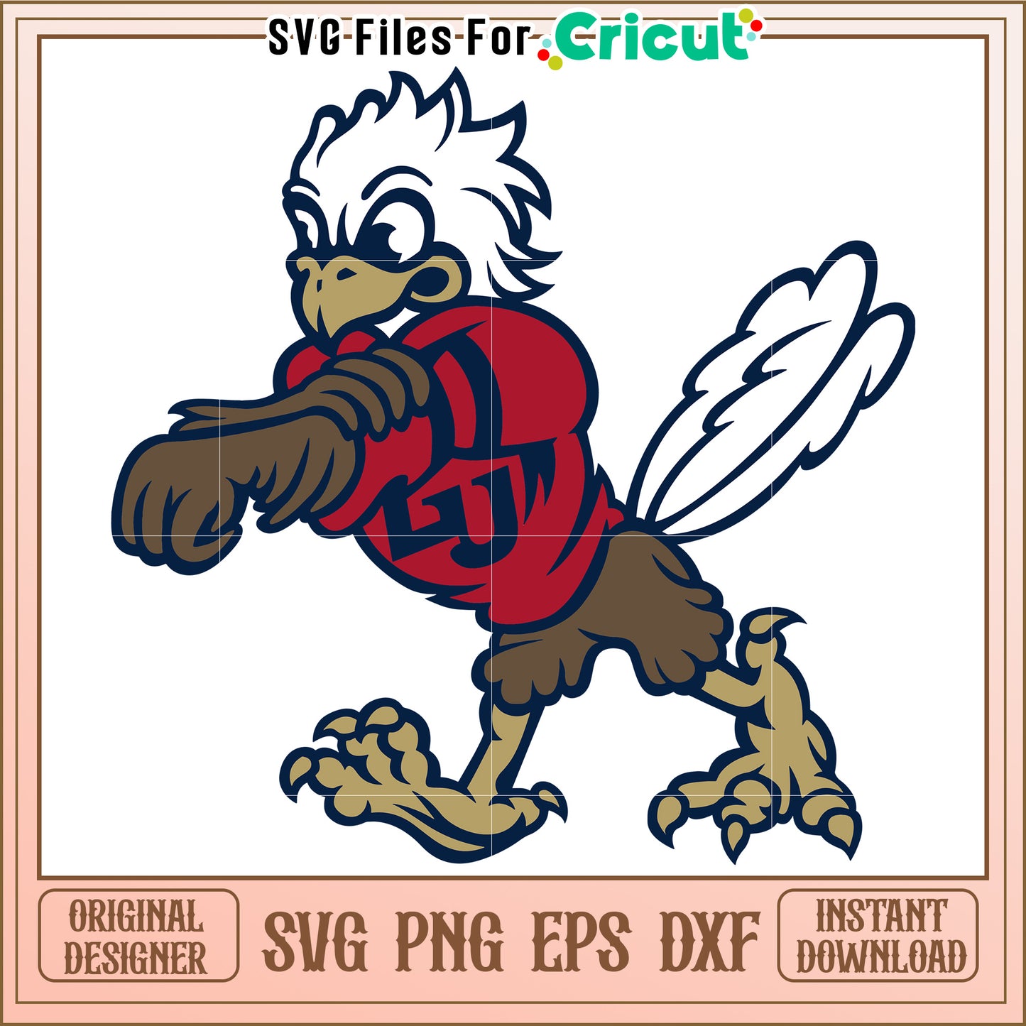 Cricut SVG Design of Cartoon Gryphon Mascot, Instant Download for Crafting