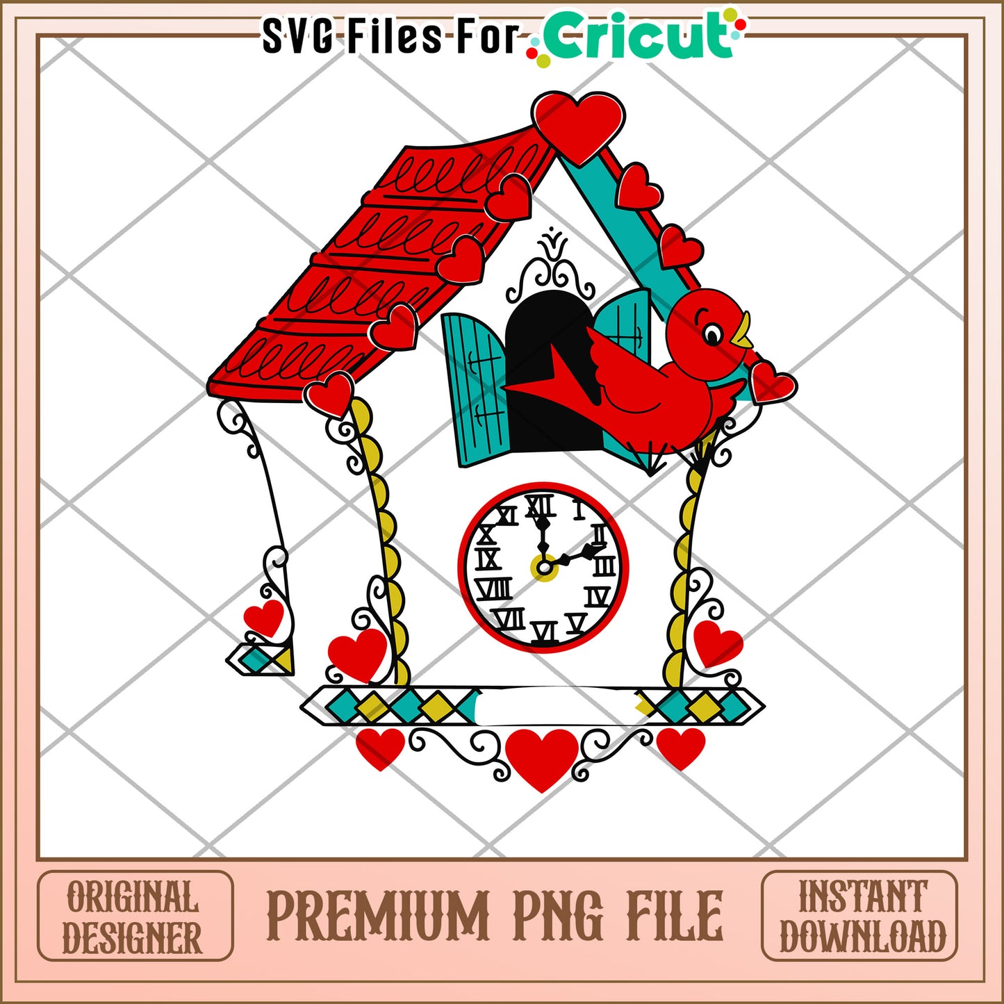Cuckoo Clock PNG Valentines SVG Cricut