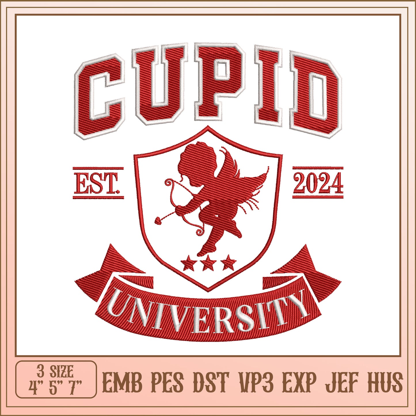 Cupid University Embroidery Design