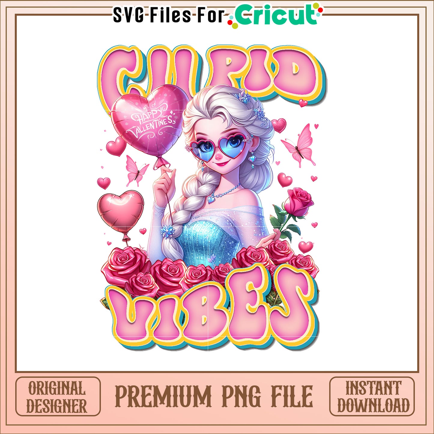 Cupid Vibes Happy Valentines Day PNG Graphic for Kids Decor