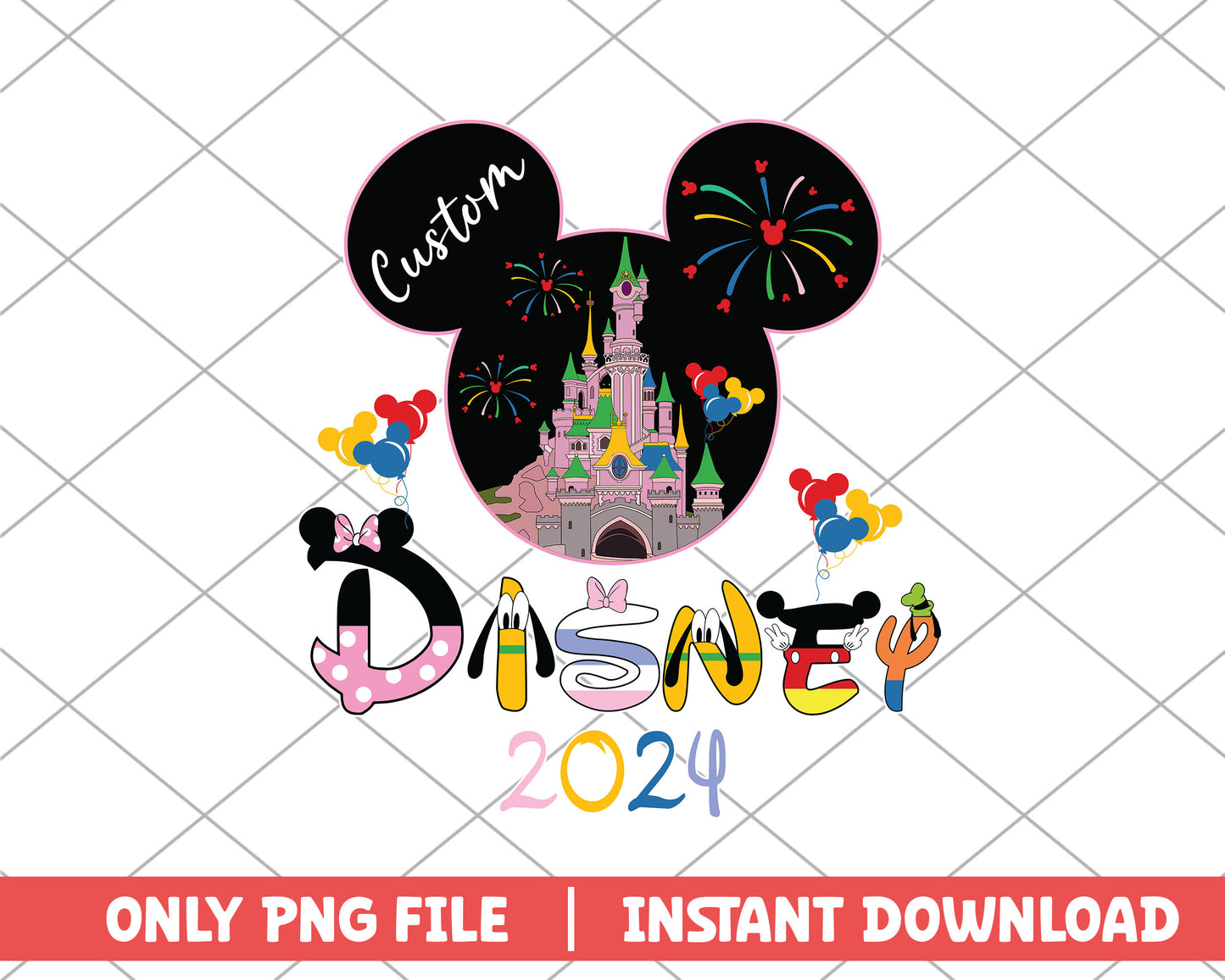 Custom pink castle mickey disney png