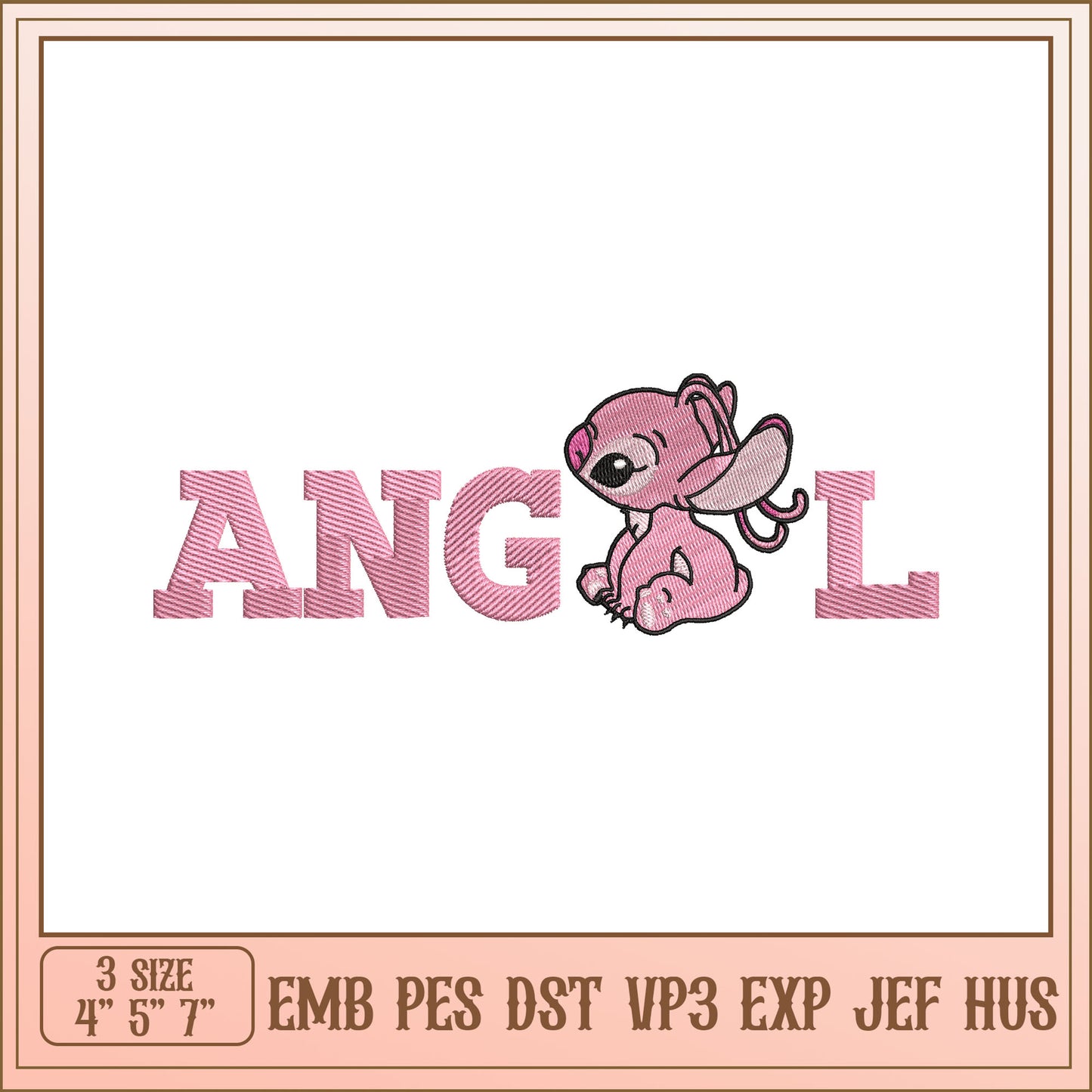 Cute Angel Embroidery Design for Kids Projects in Three Sizes