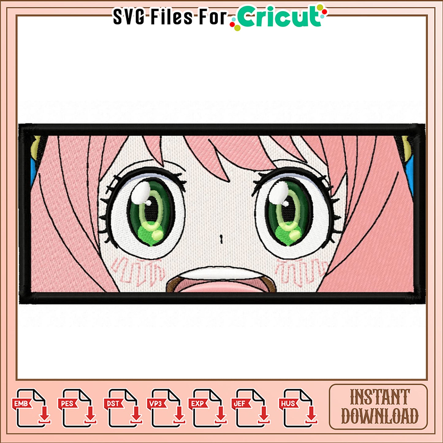 Cute Anime Girl Embroidery Design Instant Download File