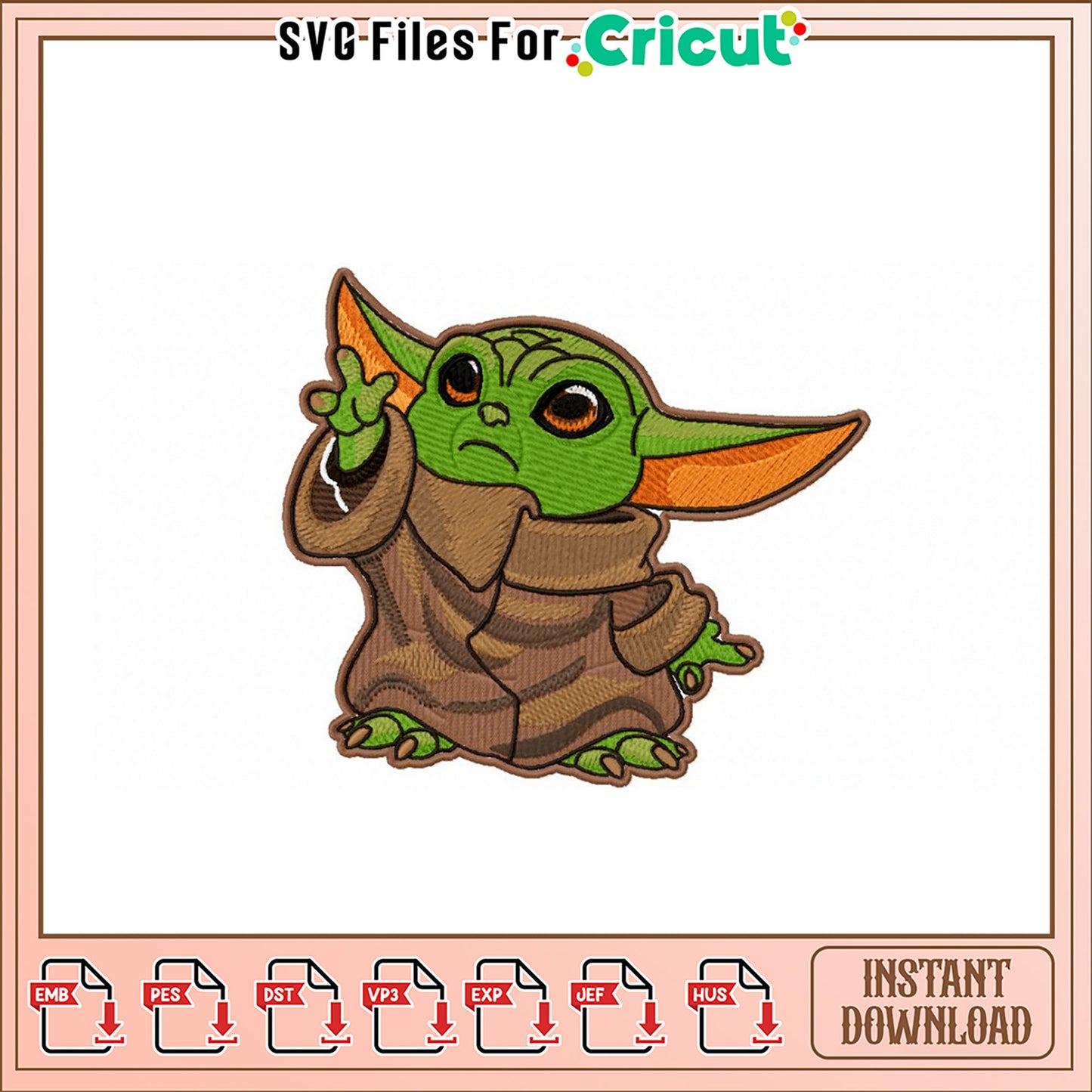 Cute Baby Alien Embroidery Design for Instant Download