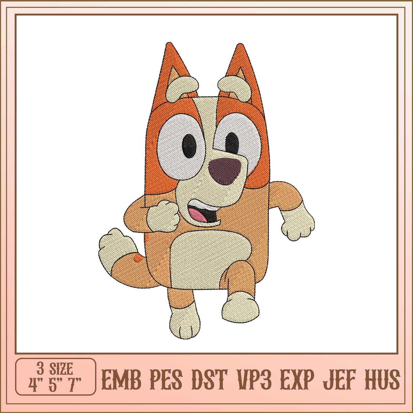 Cute Blue Heeler Dog Embroidery Design in Three Sizes Available