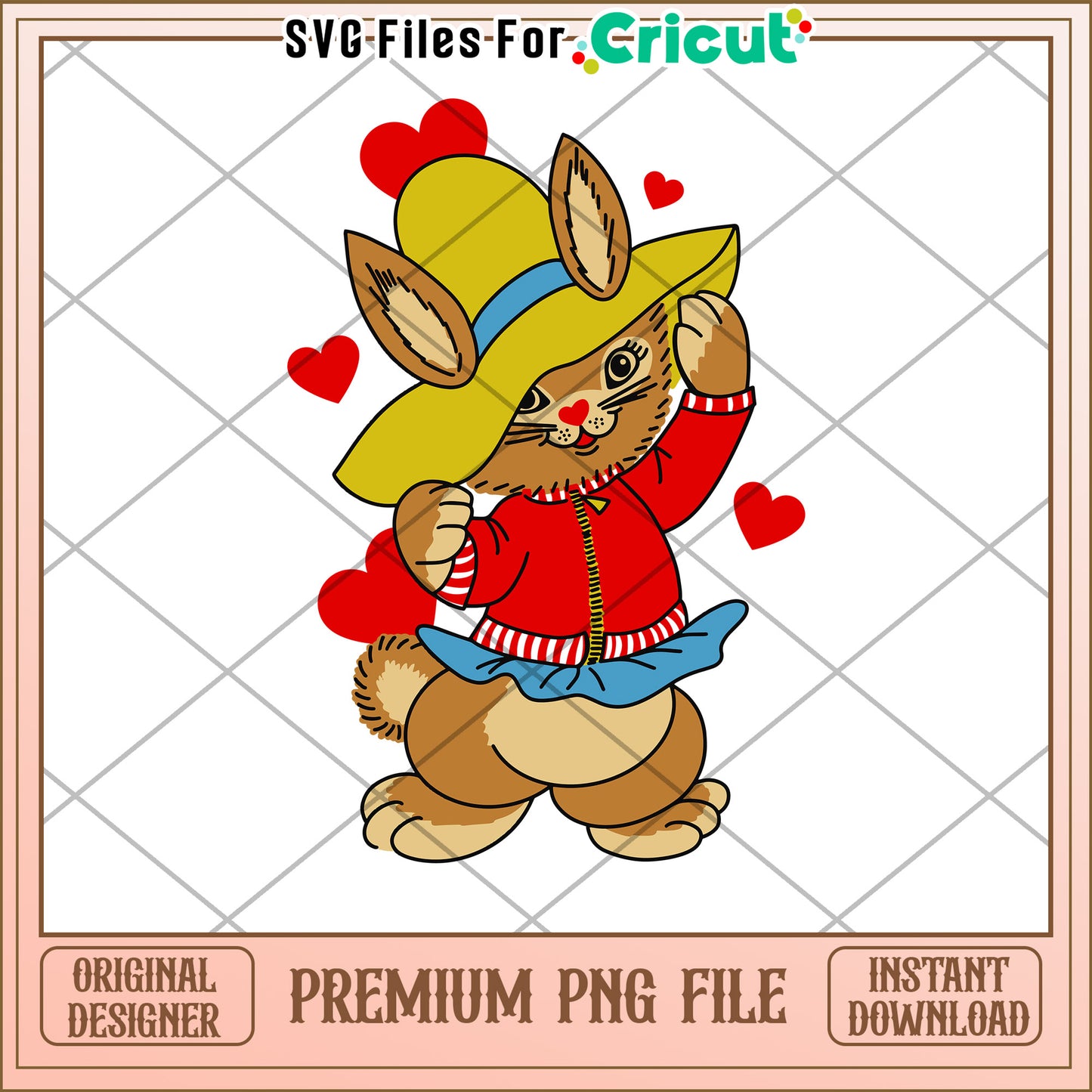 Cute Bunny PNG Valentines Day Design