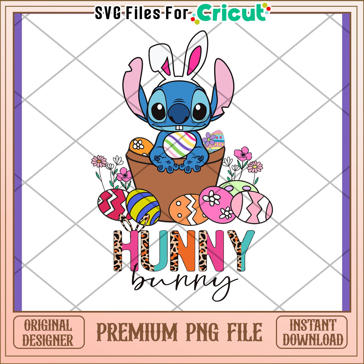 Cute Bunny with Easter Eggs PNG Design Download