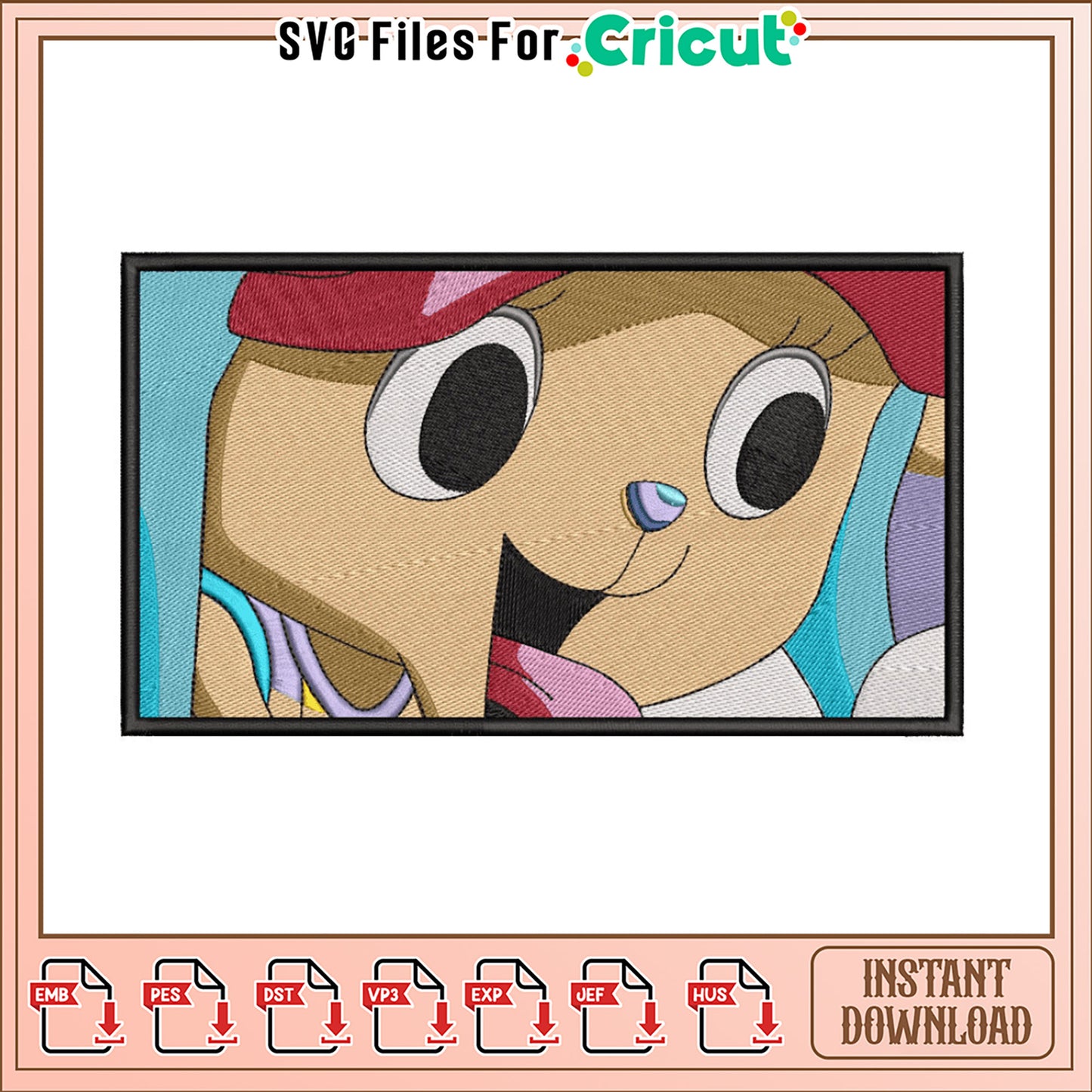 Cute Cartoon Dog Embroidery Design for Instant Download