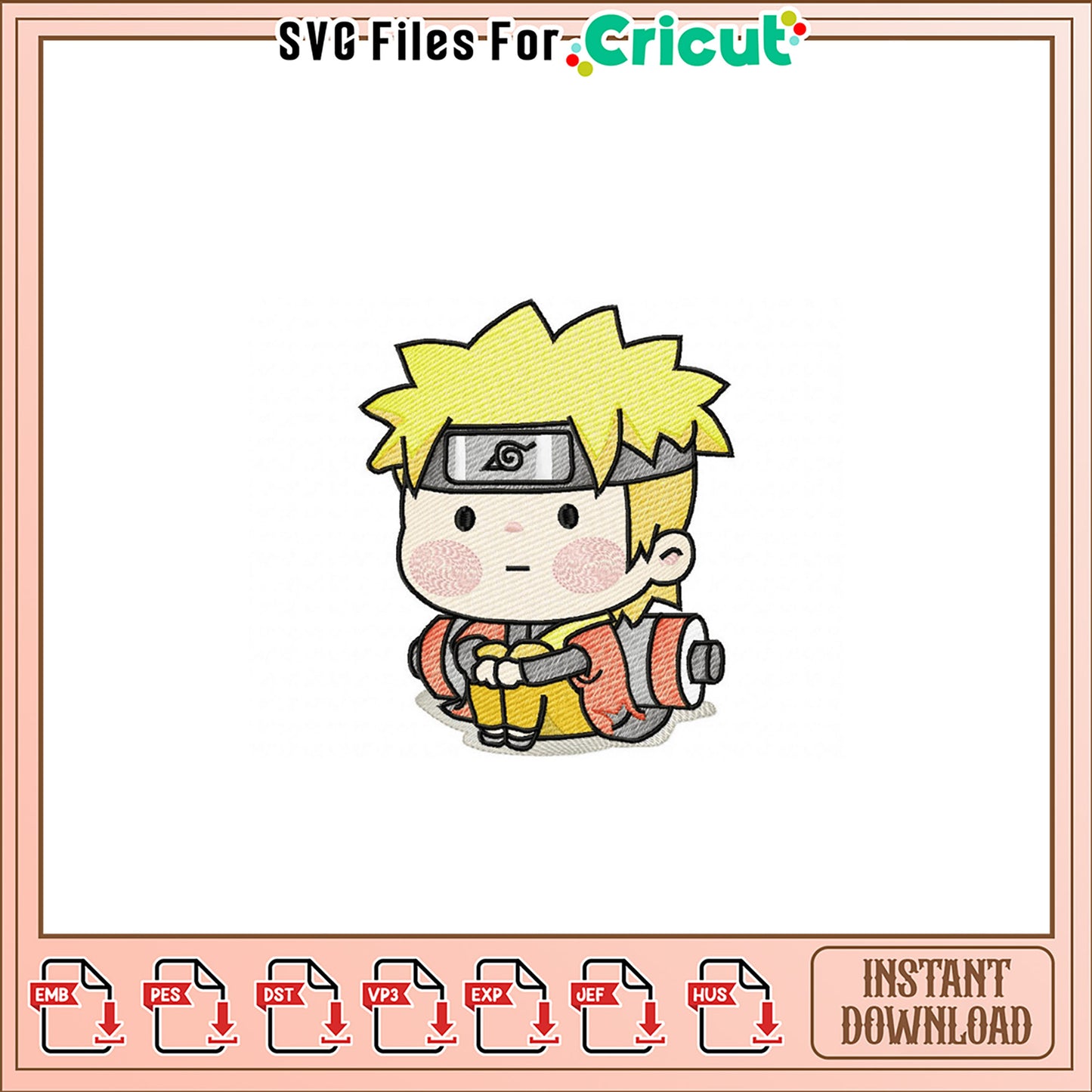 Cute Cartoon Naruto Embroidery Design for Crafts