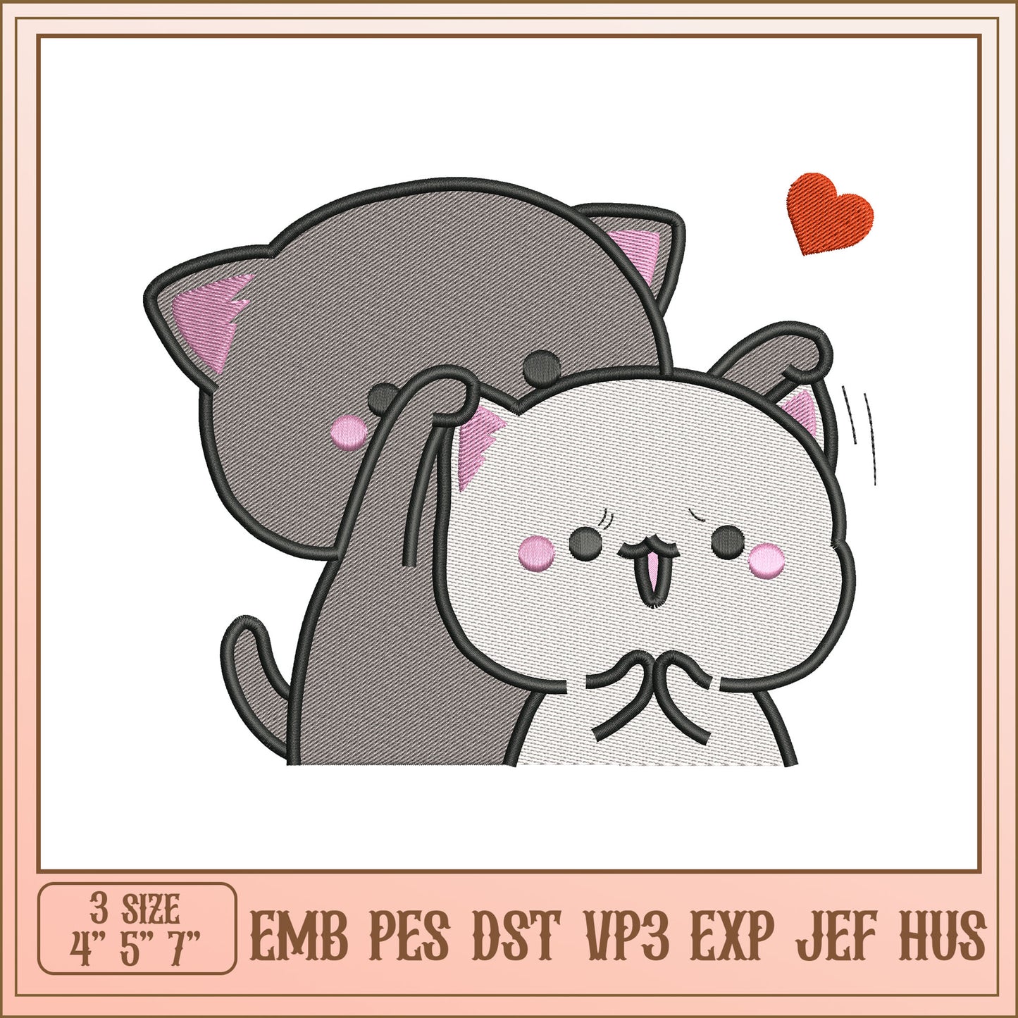 Cute Cat Embroidery Design