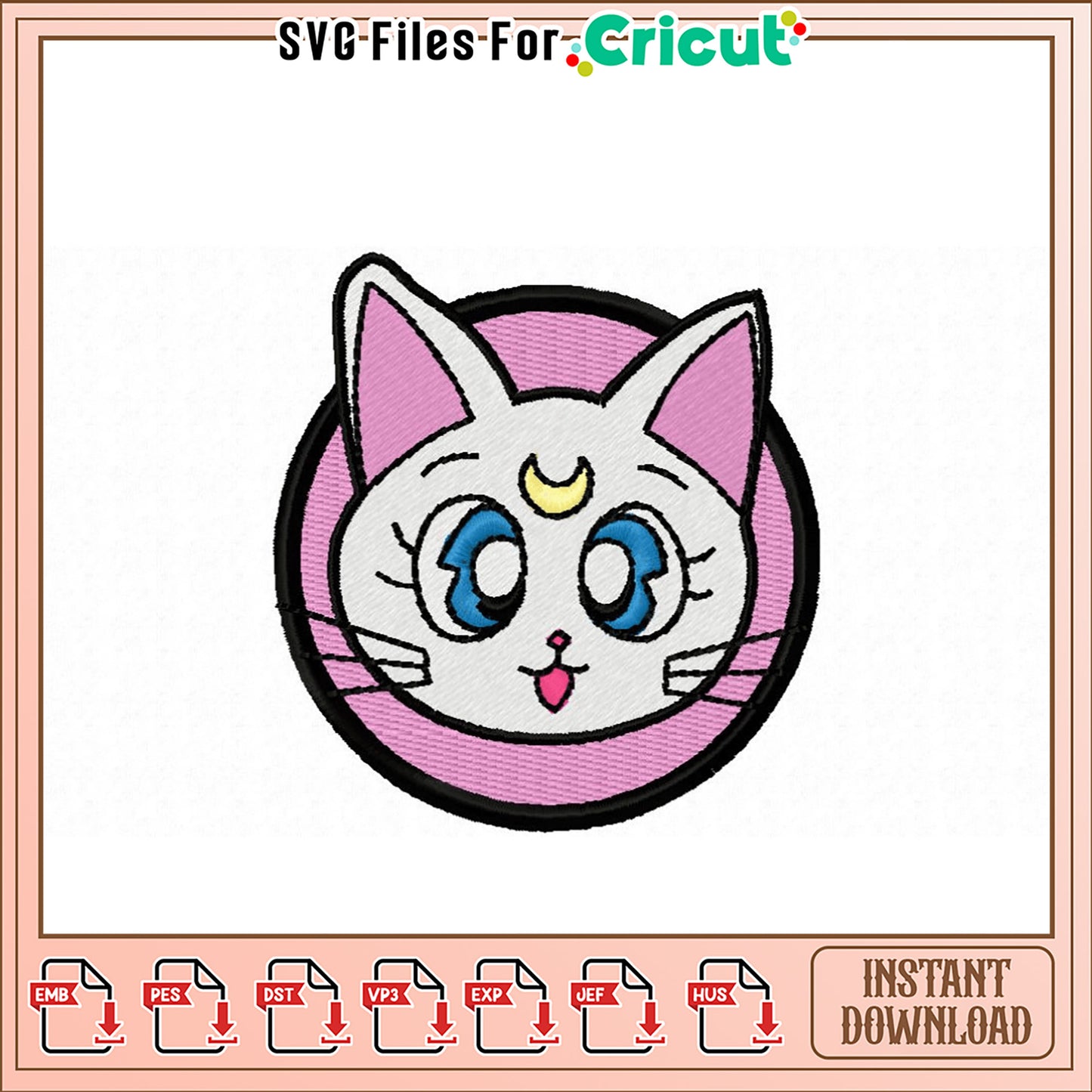 Cute Cat Embroidery Design for Craft Projects